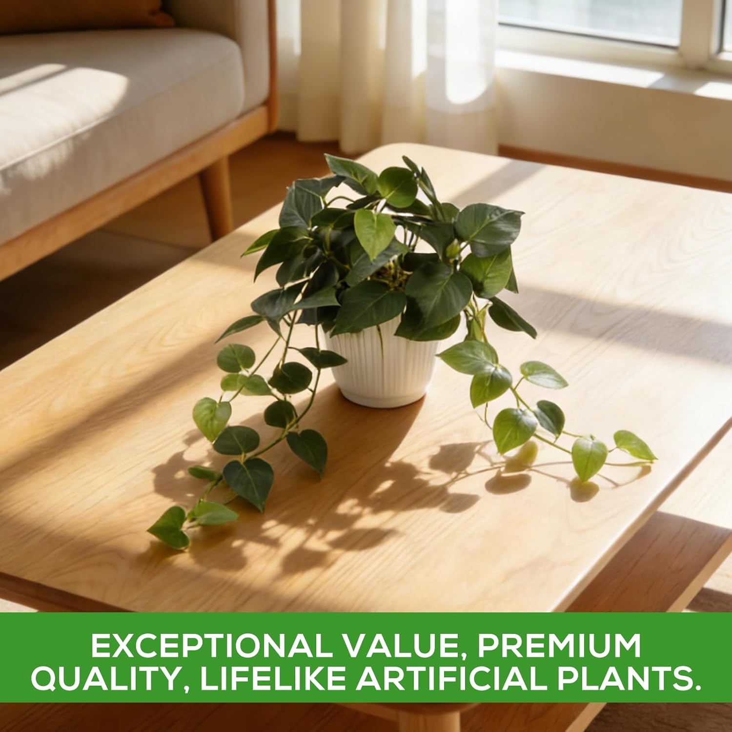 Fake Plants,Artificial Plants Indoor Faux Silk Hanging Pothos Fake Plants for Home Decoration, Low Cost and Easy Maintenance