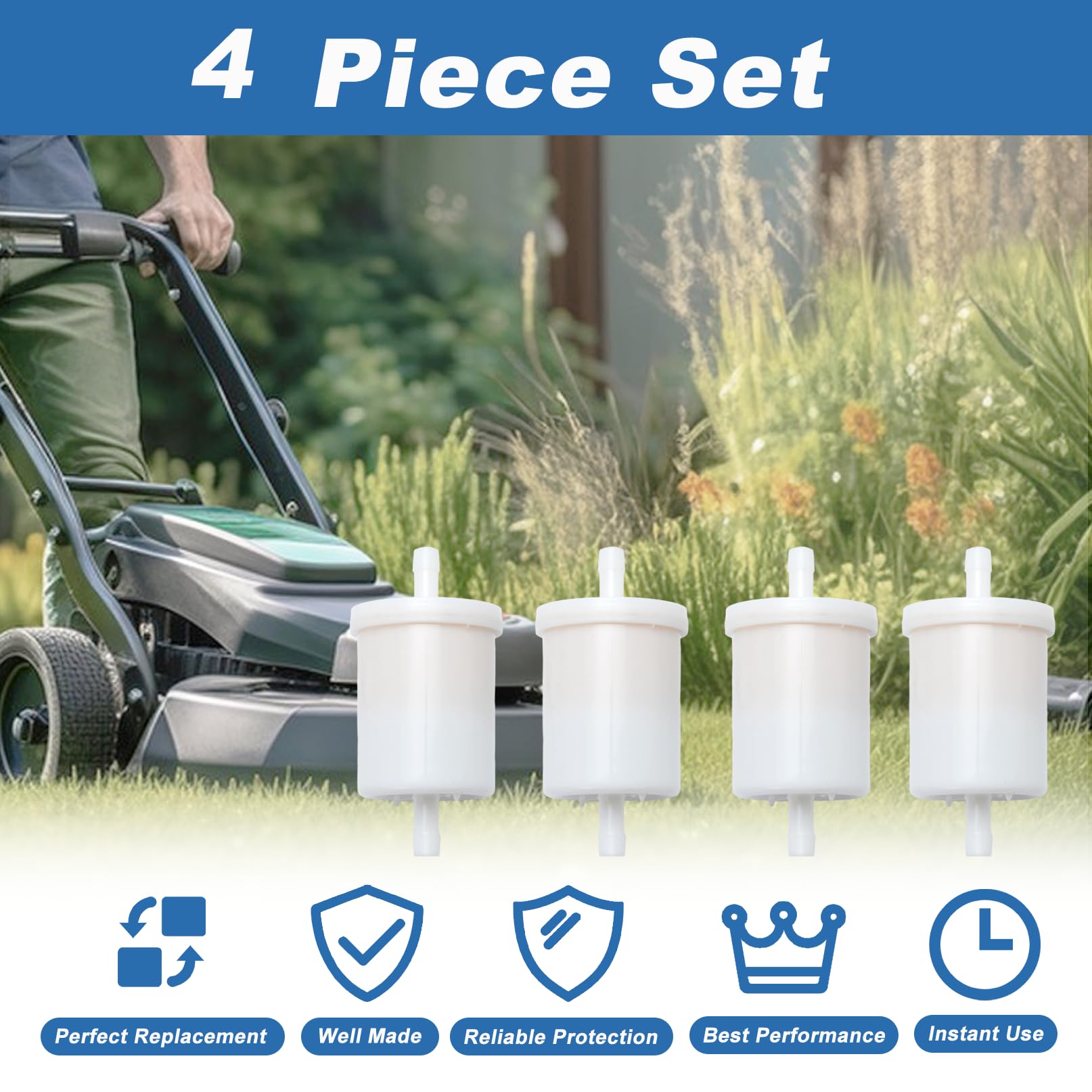 4PCS Filtre à Carburant pour Kubota V2203, V2403, BX22, BX23, BX25, BX1500, BX1800, BX1830, BX2200, BX2230, BX2360 Filtre à Essence Pieces Detachees 12581-43010 13351-43010