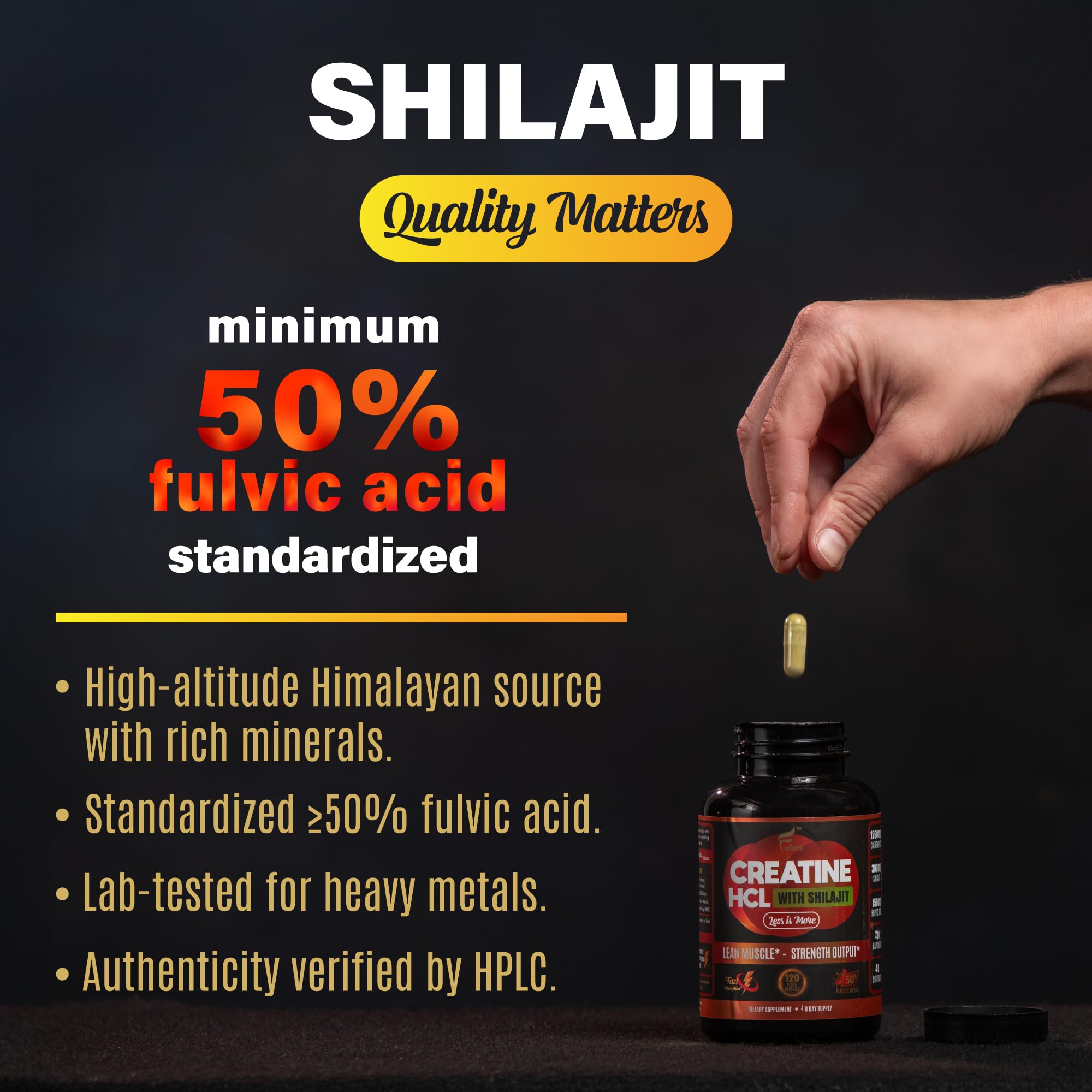 FOLONA Creatine HCL with Shilajit for Men & Women, Fitness Support, 120 Caps — Amazon image 5