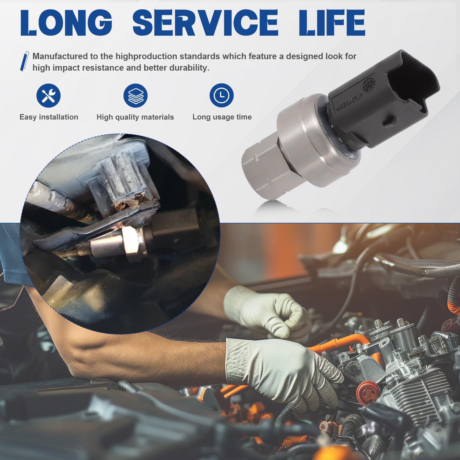 Presostat - Botón interruptor de aire acondicionado 3 pines compatible con BERLINGO c3 c4 c5 307 407 607 5008 PARTNER 6455 Z3 9878362280, 9647971280