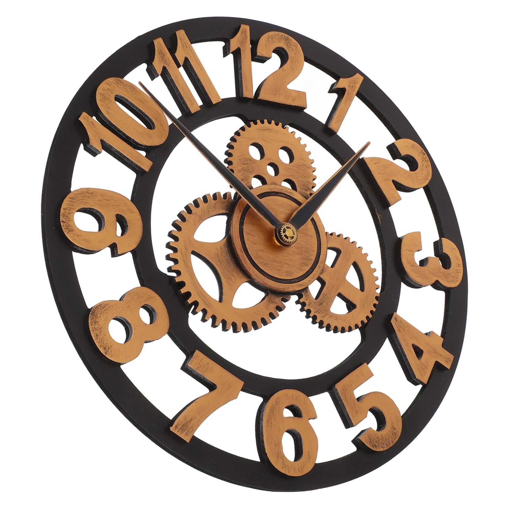 Horloge murale industrielle en fer 40 cm style steampunk avec chiffres dorés pour maison