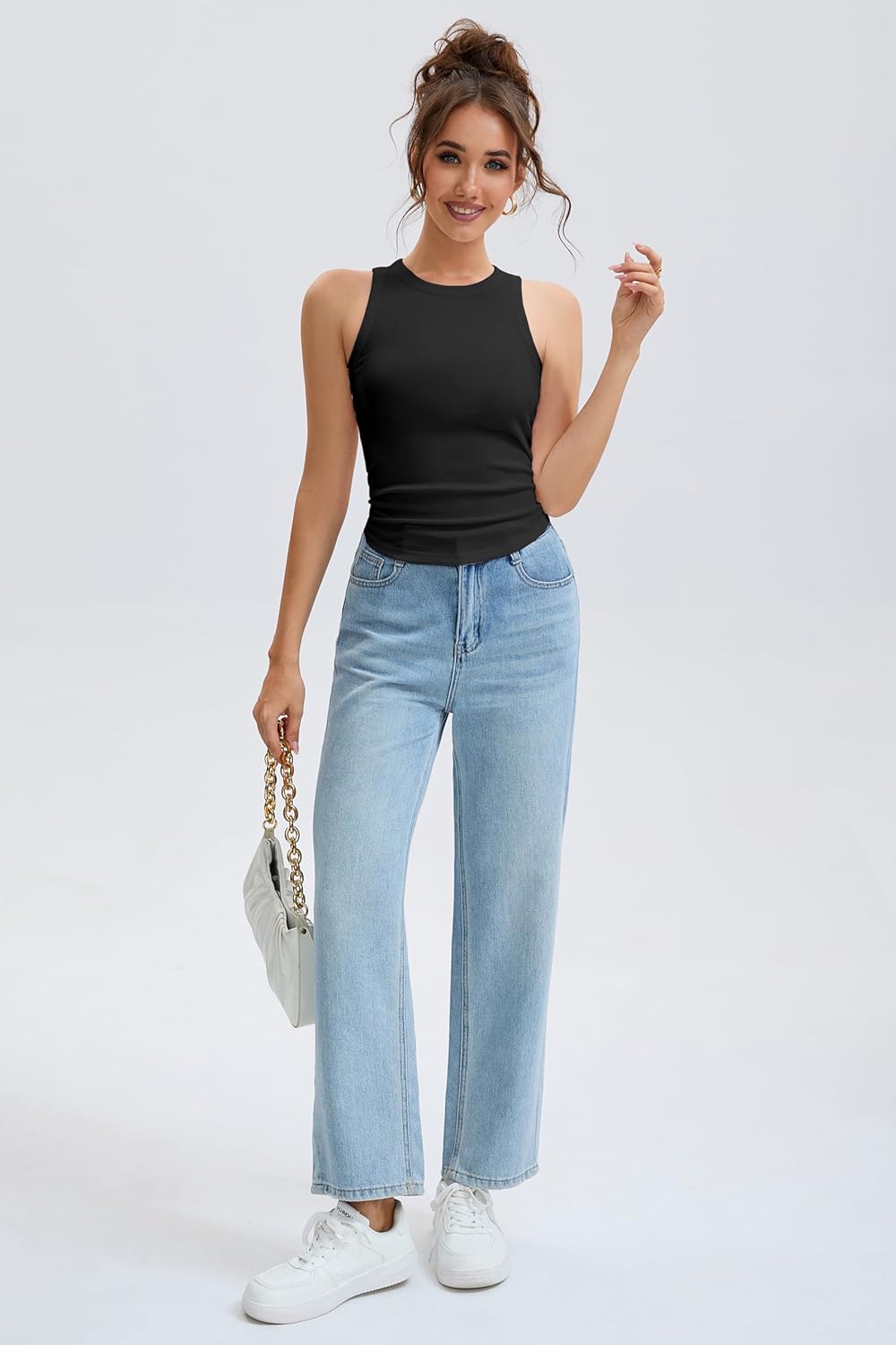 Cotton Sleeveless Tank Tops for Women, High Neck Summer Workout Racerback Ribbed Shirts Beach Vacation Outfits - Image 6