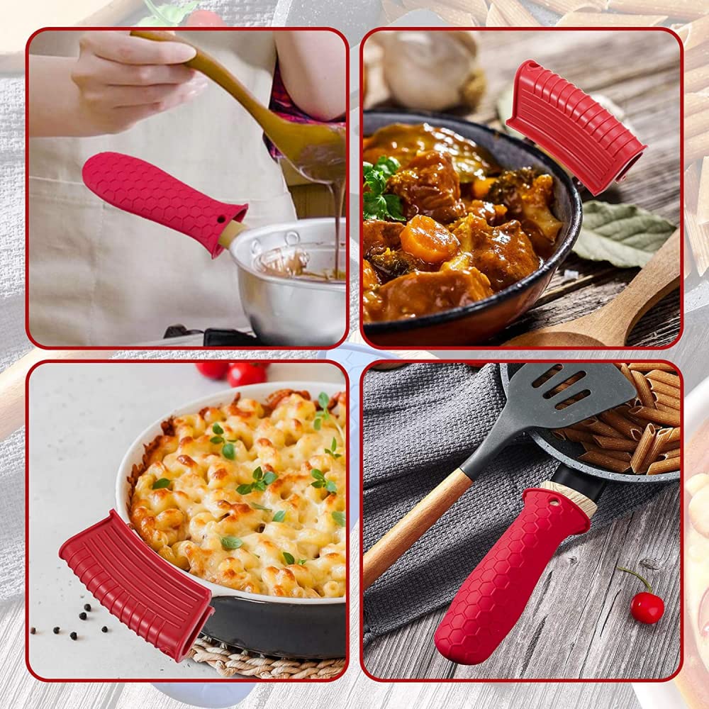 8 Soportes de Silicona para Mango Caliente, Antideslizantes, para sartenes Calientes, Mango de Goma Resistente al Calor, Mango para Utensilios de Cocina para freír sartenes de Hierro Fundido, sa