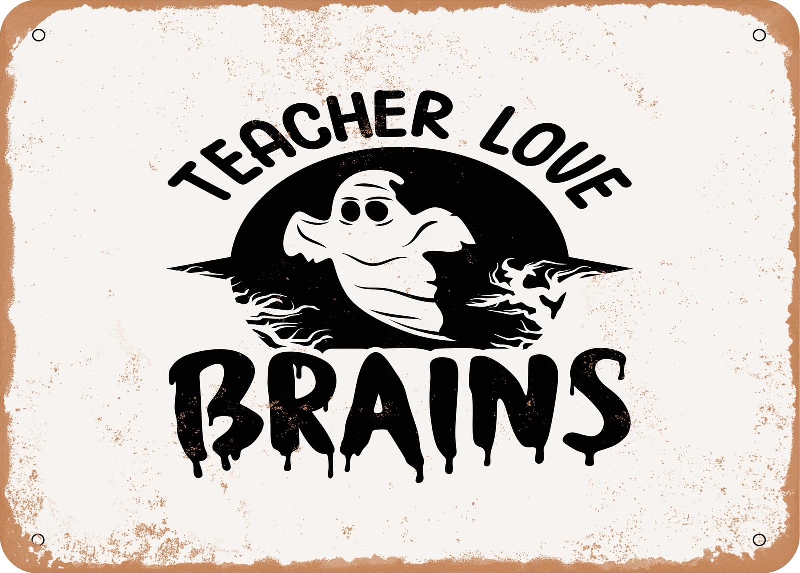 Metal Sign - Teacher Love Brains - 2 - Vintage Look Sign home decor