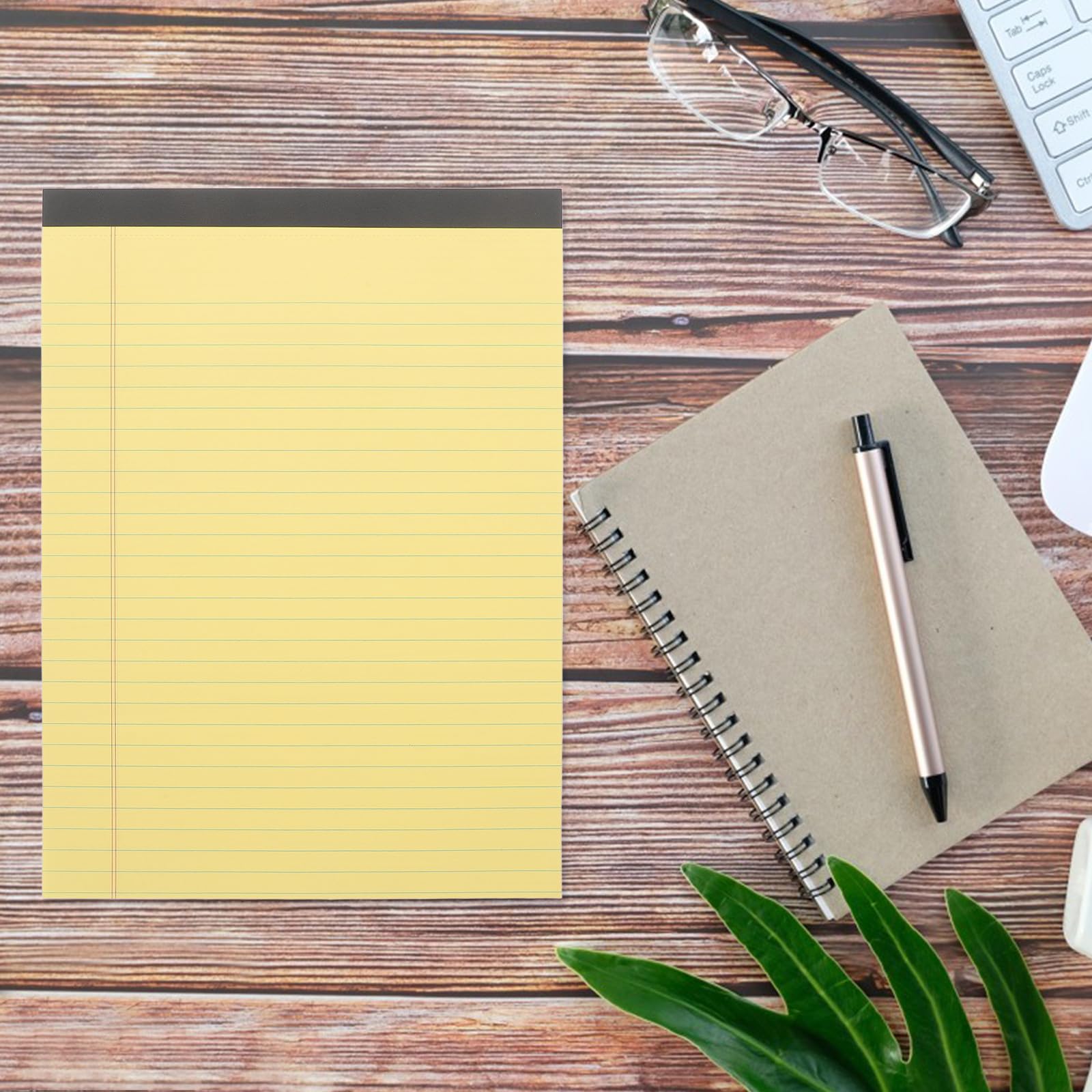 SUPVOX Blocco Note A4 4 Pezzi Carta Gialla Righe Legali Blocco per Appunti Facile da Scrivere Taccuino Portatile per Scuola e Ufficio
