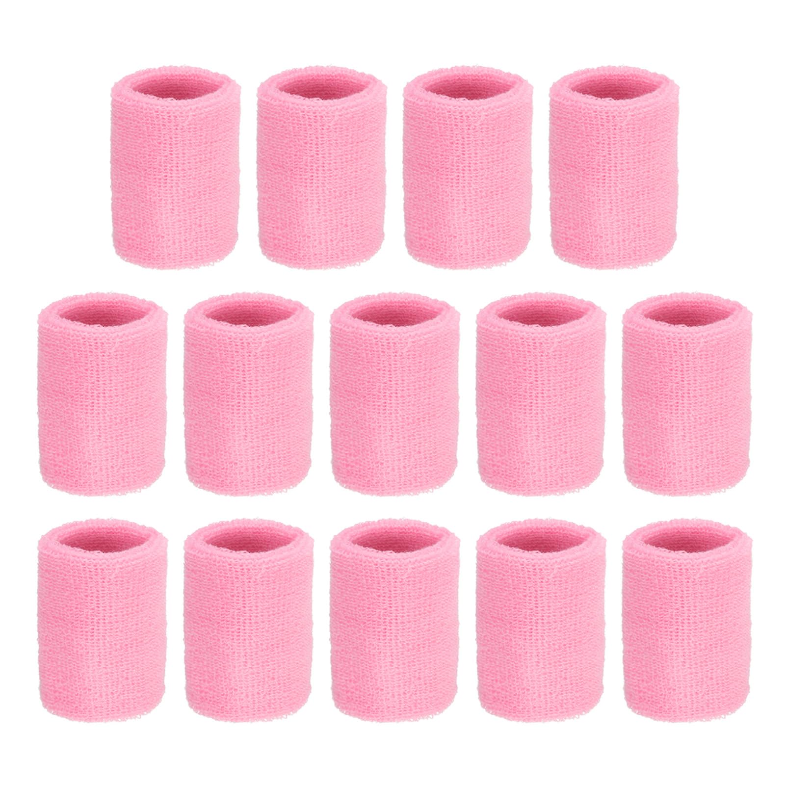 sourcing map Wrist Sweatbands Sports Wrist Bands Sweat for Men & Women Athletic Absorbent for Basketball Football Tennis Soccer Running Working Out Pink, Pack of 14