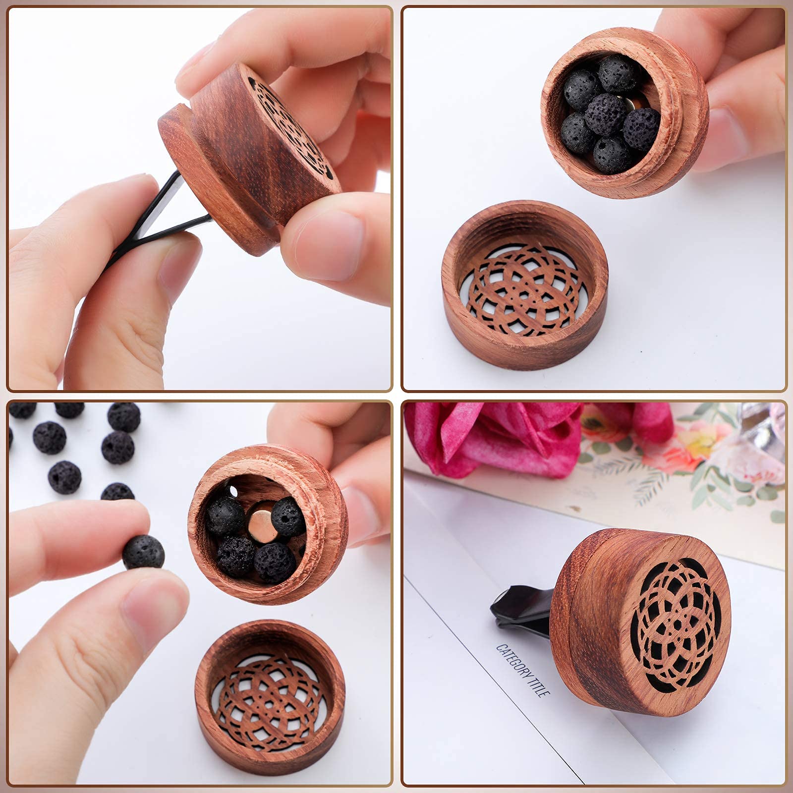 No.1063 アロマストーン✩.*˚ガーベラクリップ Amazon.co.jp: アロマディフューザー 木製車用 クリップ 芳香剤