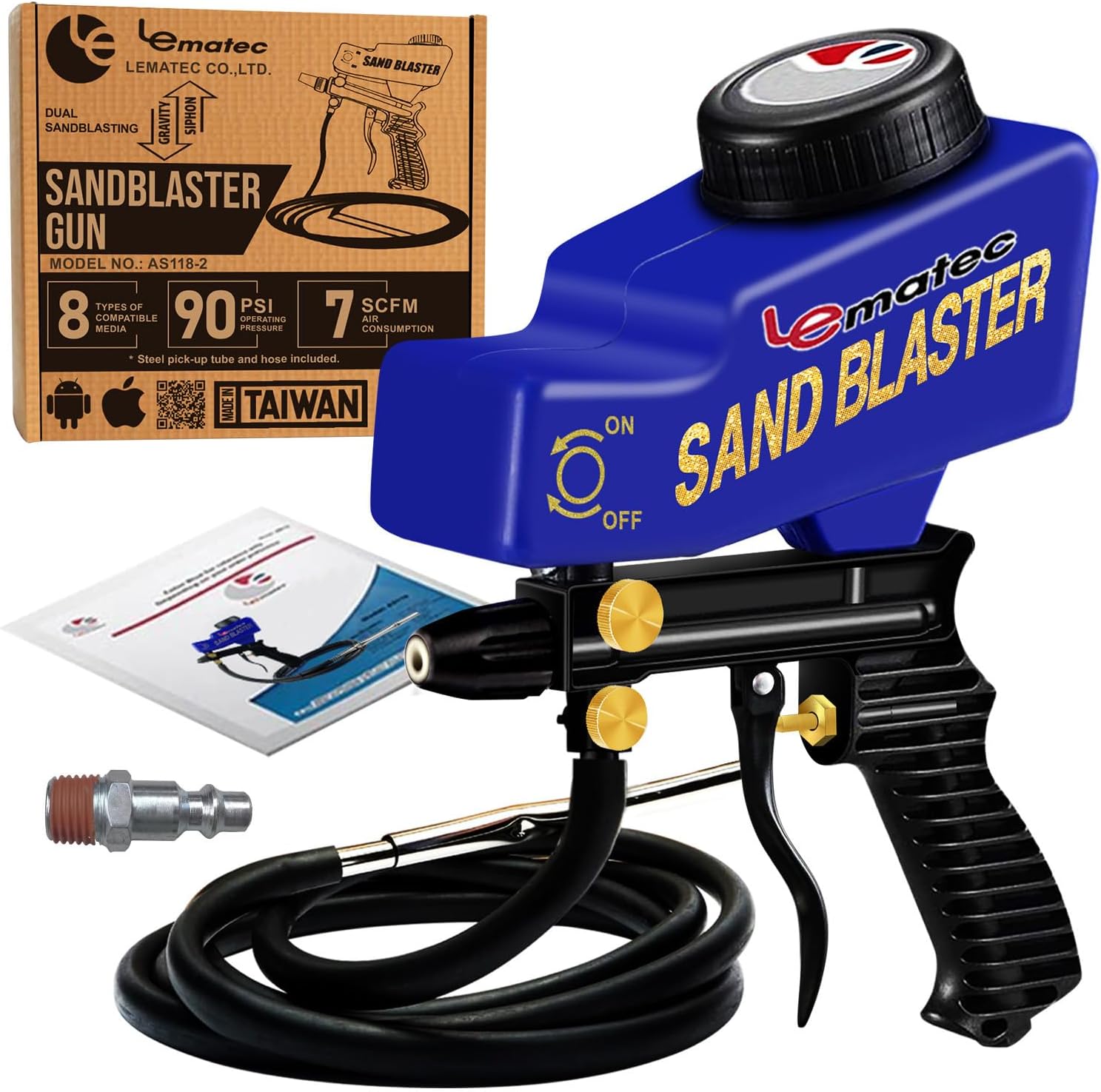 LE LEMATEC Portable Sand Blaster Gun Kit for Rust Removal