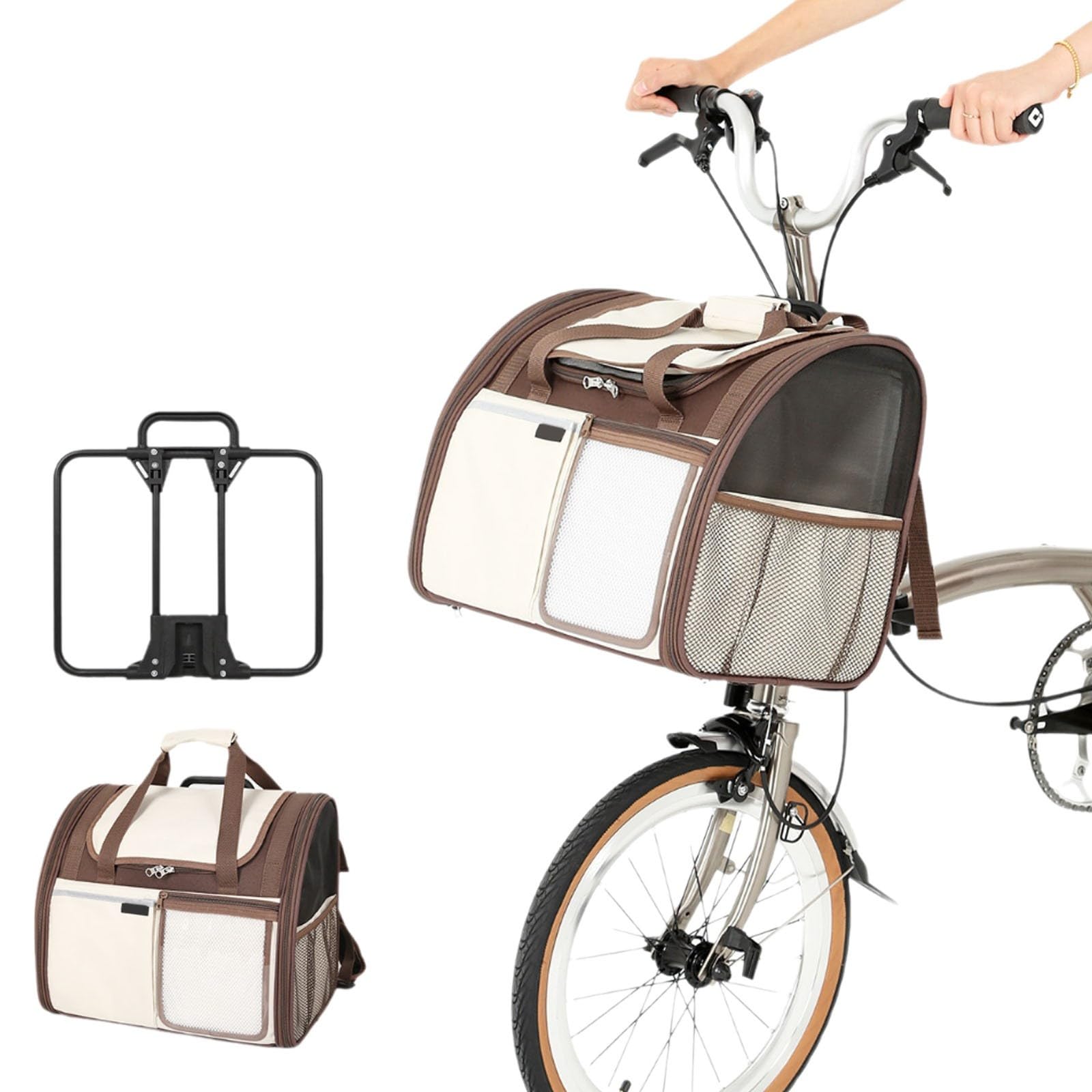 Cesta para Bicicleta para Perros, Transportín Plegable para Gatos Y Perros
