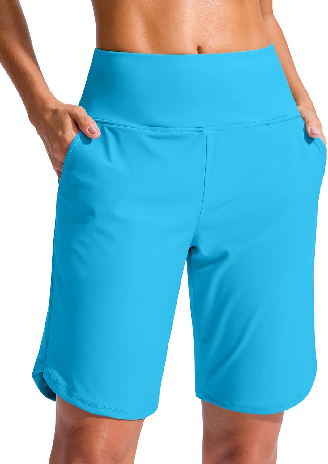G Gradual Women's 9" Long Swim Board Shorts High Waisted Quick Dry Beach Swimming Shorts for Women with Pockets Liner