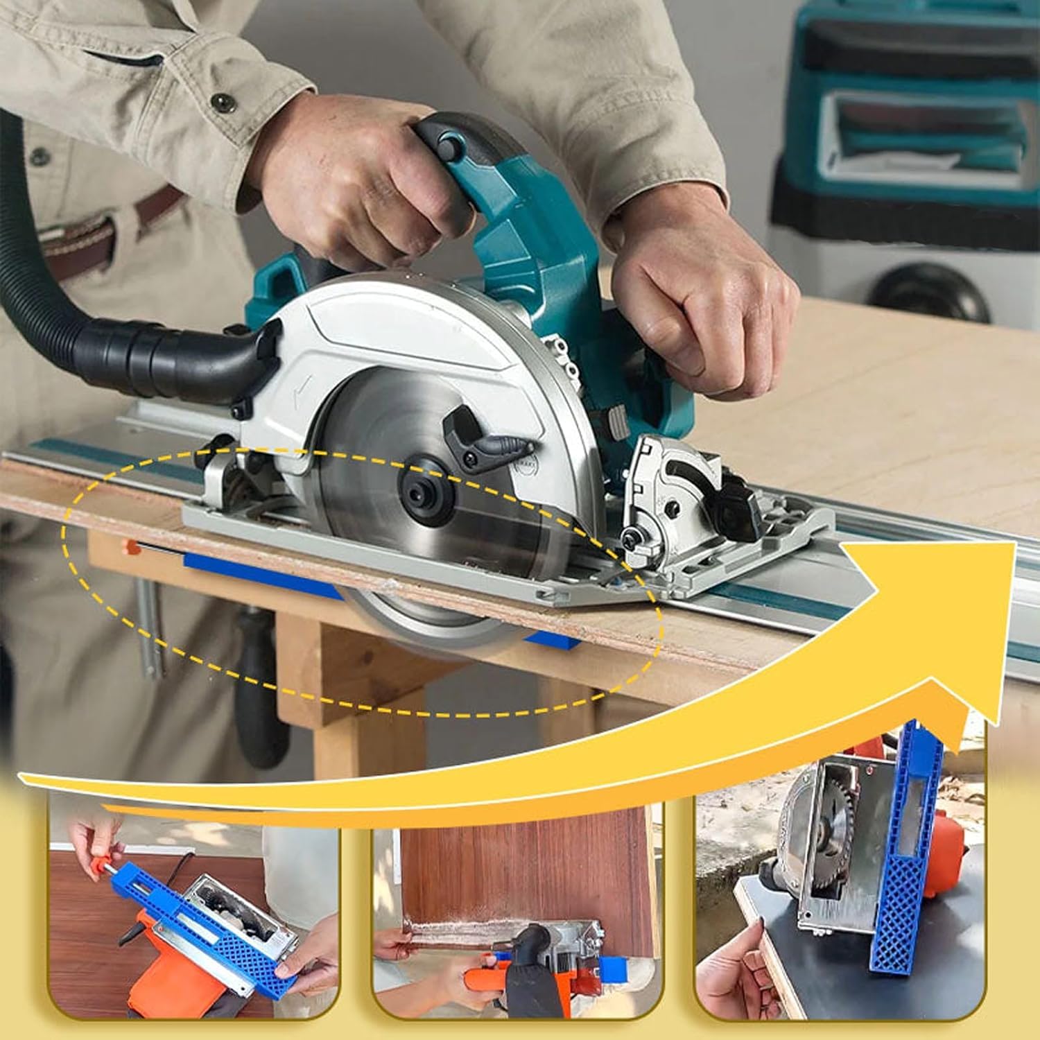 Adjustable Cutting Base Guide for Circular Saw, Saw Guide for Woodworking, Track Saw Accessories Can Lock 5.71 in to 8.19in for Woodworking Tools and Stone Cutting Projects - Image 3 thumbnail