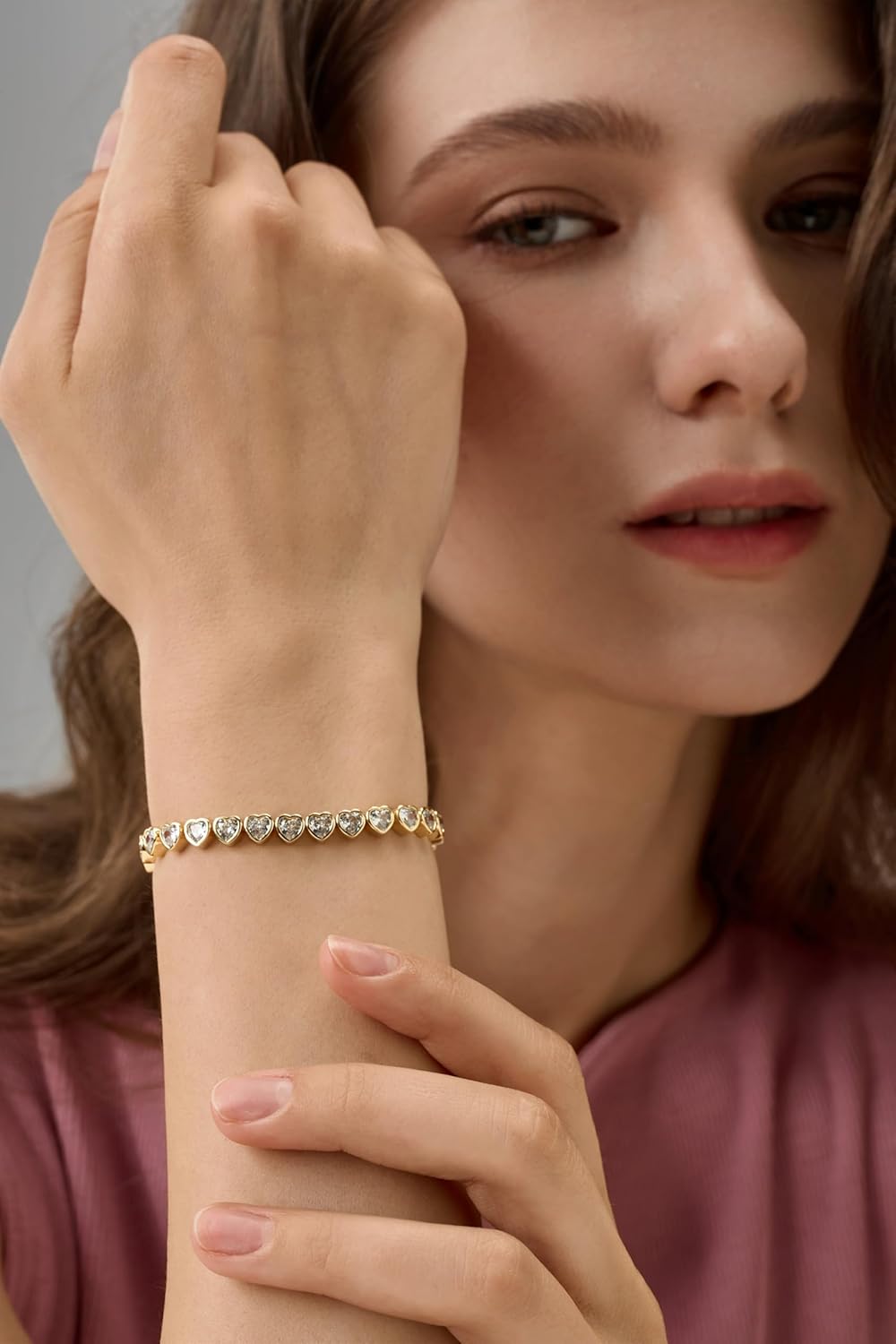 14k Gold Filled Tennis Bracelet, 4mm 5mm Classic Heart Tennis Bracelet, Gold Bracelets For Women Jewelry Gift for Women Christmas Valentines Mothers Day - Image 6