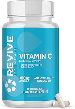 Revive MD Vitamin C Capsules, 1000mg - High-Potency VIT C Ascorbic Acid Dietary Supplement for Immune Support & Antioxidant Health - No Fillers & Non-GMO 200 Vegetarian Capsules, 30 Servings