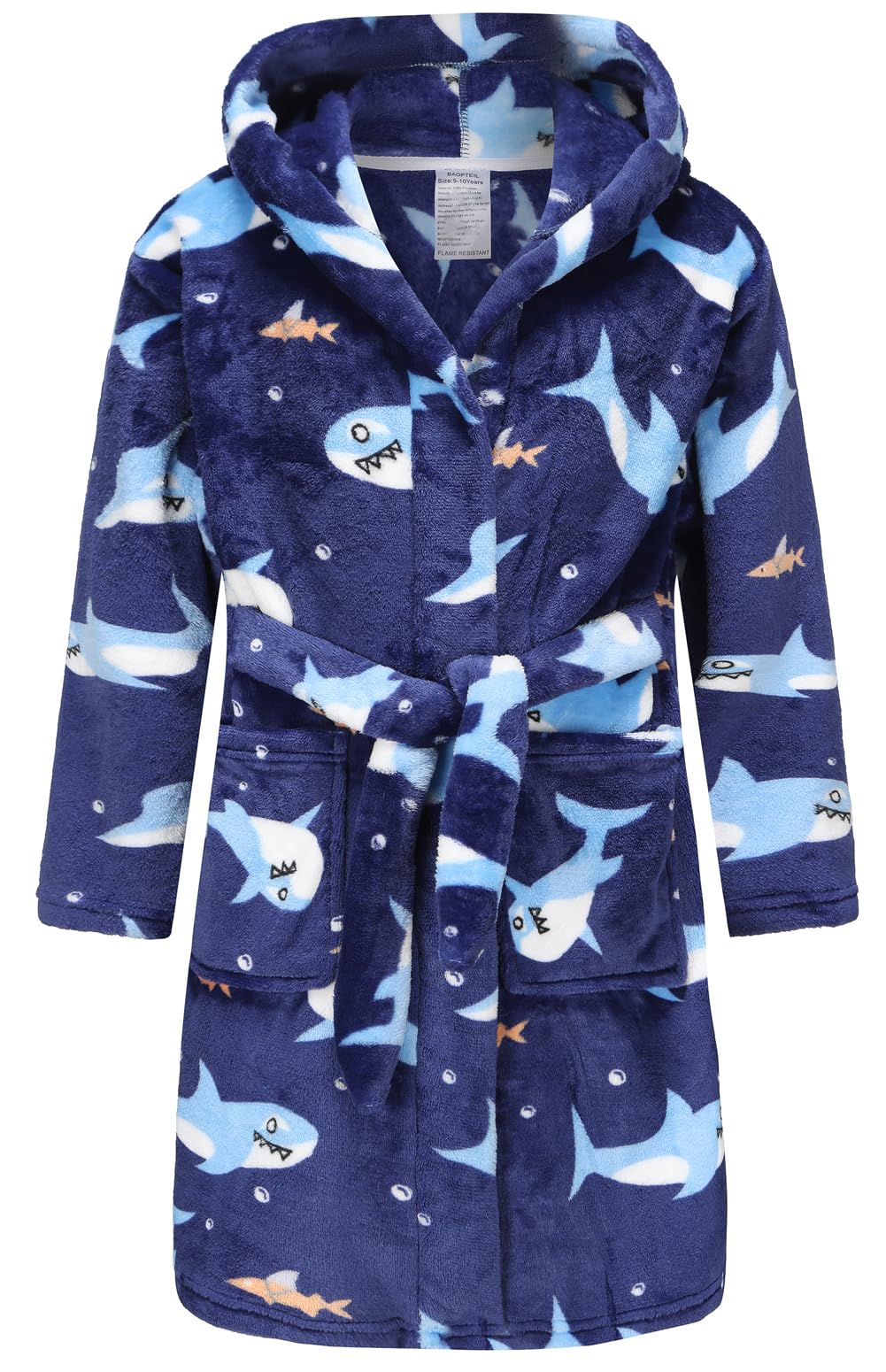 E.W Apparel Boys Fleece Robe Girls Hooded Bathrobe Toddlers Soft Fuzzy Robe for Kids