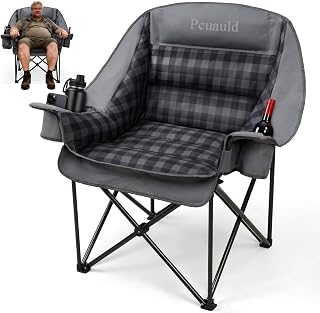 Camping Chairs for Adults Heavy Duty Padded Folding XL Camp Chairs with Cup Holder, Supports 500lbs, Oversized Large Outdoor Widen Comfy Lawn Chairs for Tailgating Sports Beach Yard