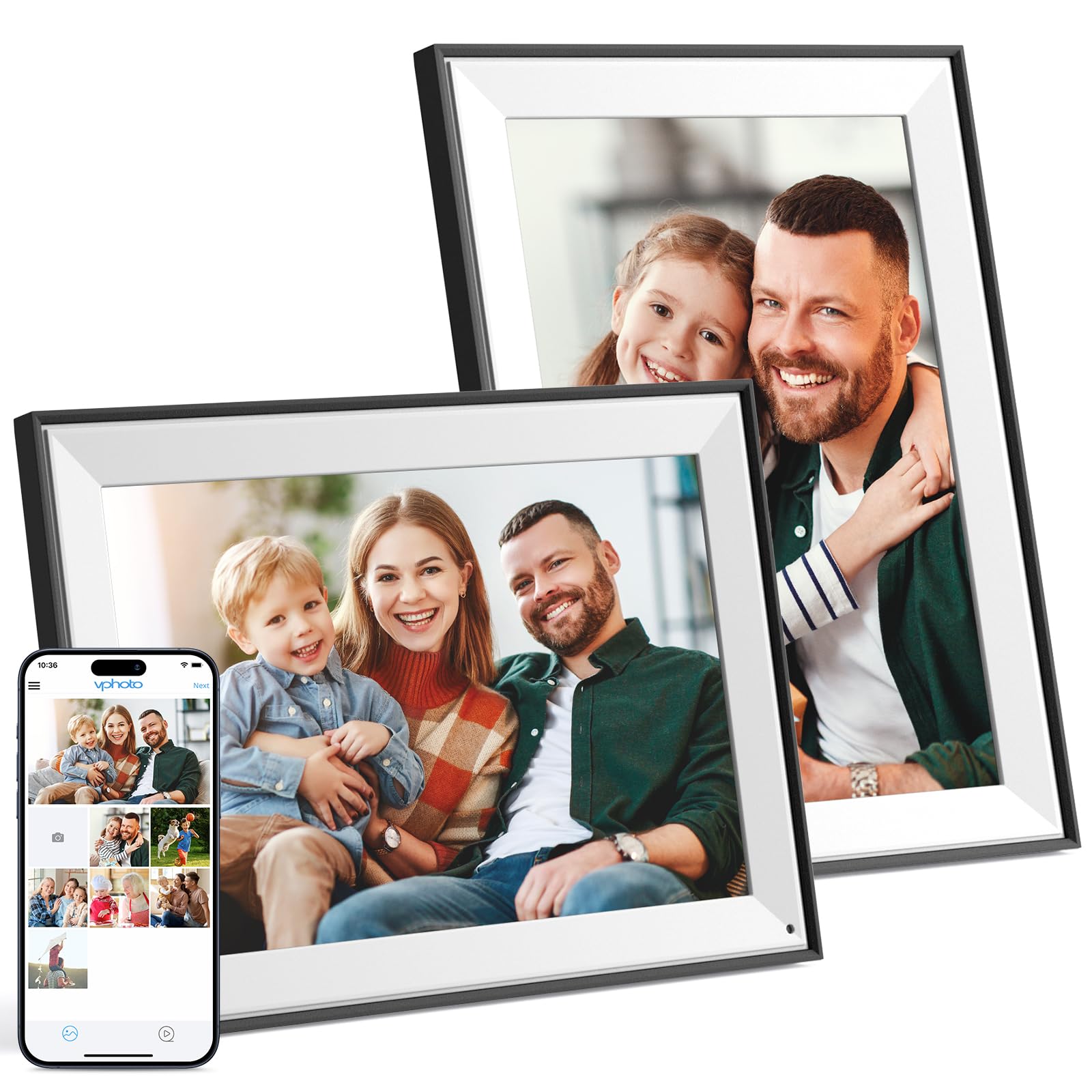 Photo 1 of Dragon Touch 10.1'' WiFi Digital Picture Frame - HD IPS Touch Screen Digital Photo Frame Display, Auto-Rotate, Share Photos/Videos Instantly via Free App Best Gifts for Birthday, Wedding, Mom?2 Pack
