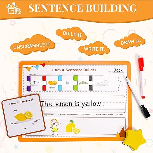 Miniatura 4 de GiftAmaz 145 piezas de construcción de oraciones para niños rompecabezas de juegos de palabras vistas educación especial imprescindible en el aula