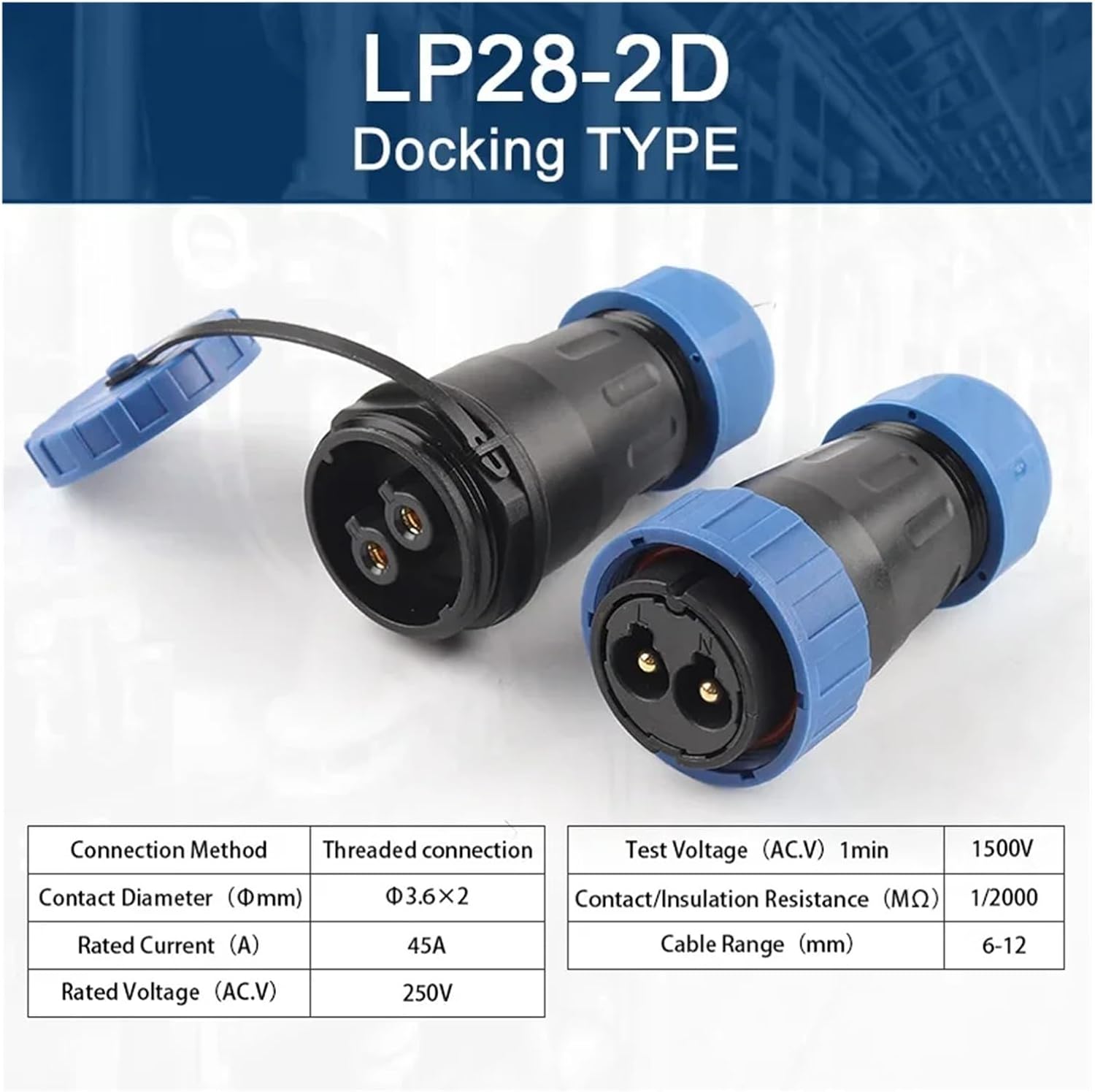 LP28/SP28 Docking Connector Socket Plug Wire Screw Terminal Male and Female 2/3/4 pin(Lp28-2d)