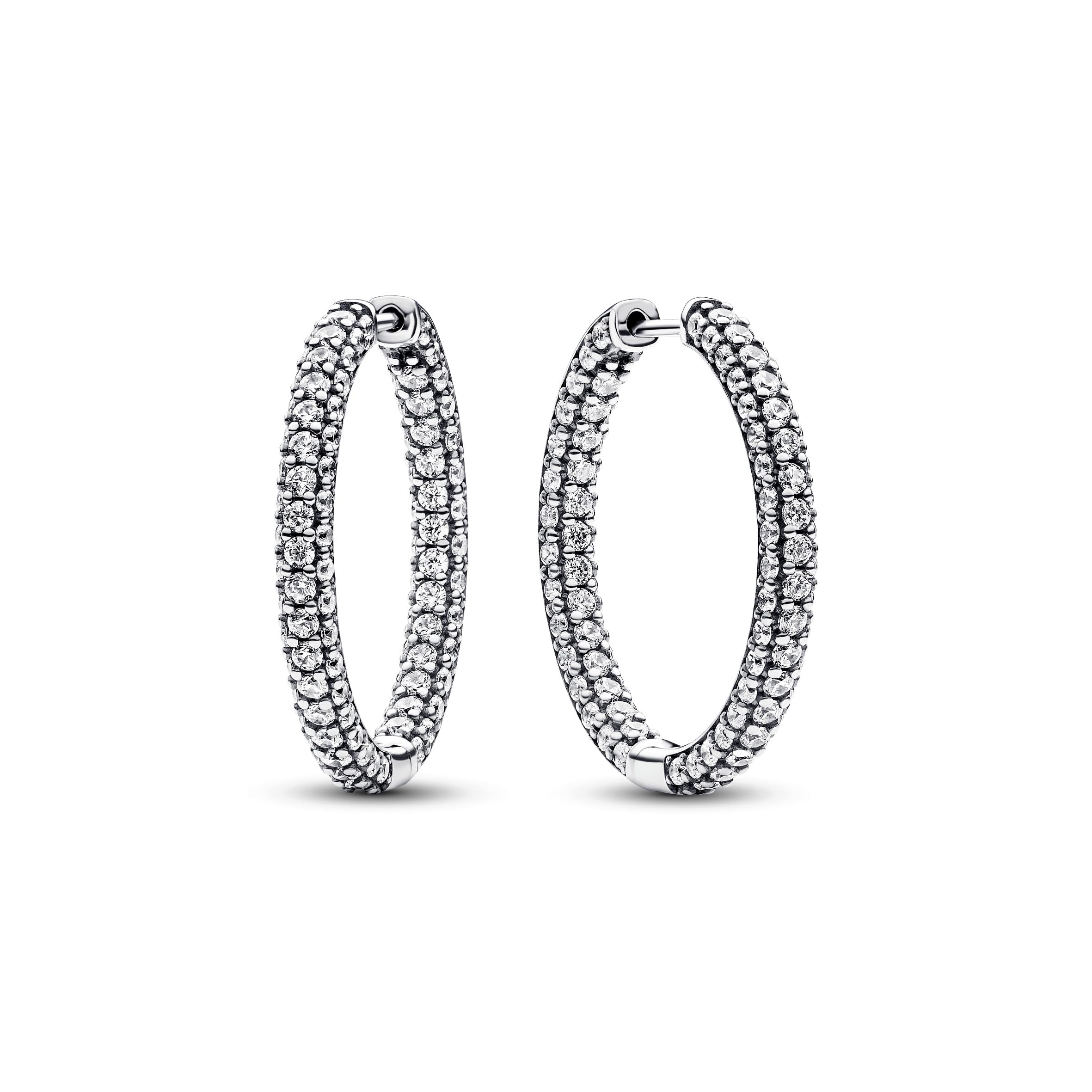 PANDORA Pendientes de aro Pandora 293016C01 Timeless pavé