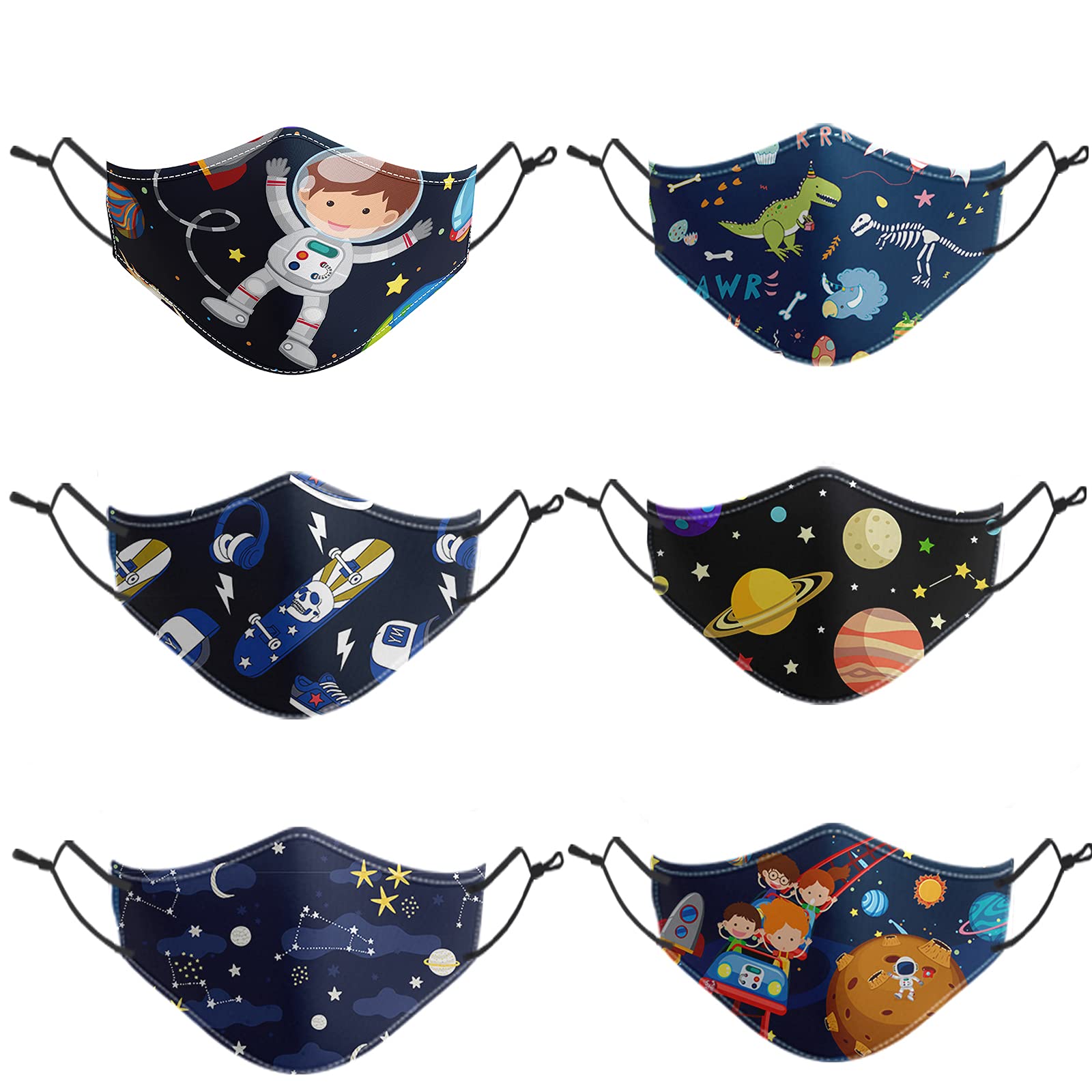 Kids Cloth Mask Washable Reusable - Individually Wrapped Safety Face Mask with Adjustable Earloops for Girls and Boys