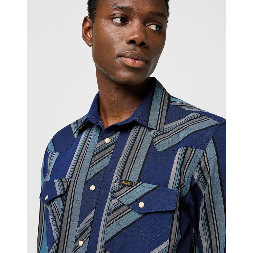 Wrangler - Camisa Hombre - Corte Regular - Western Indigo Shirt - Azul Marrón