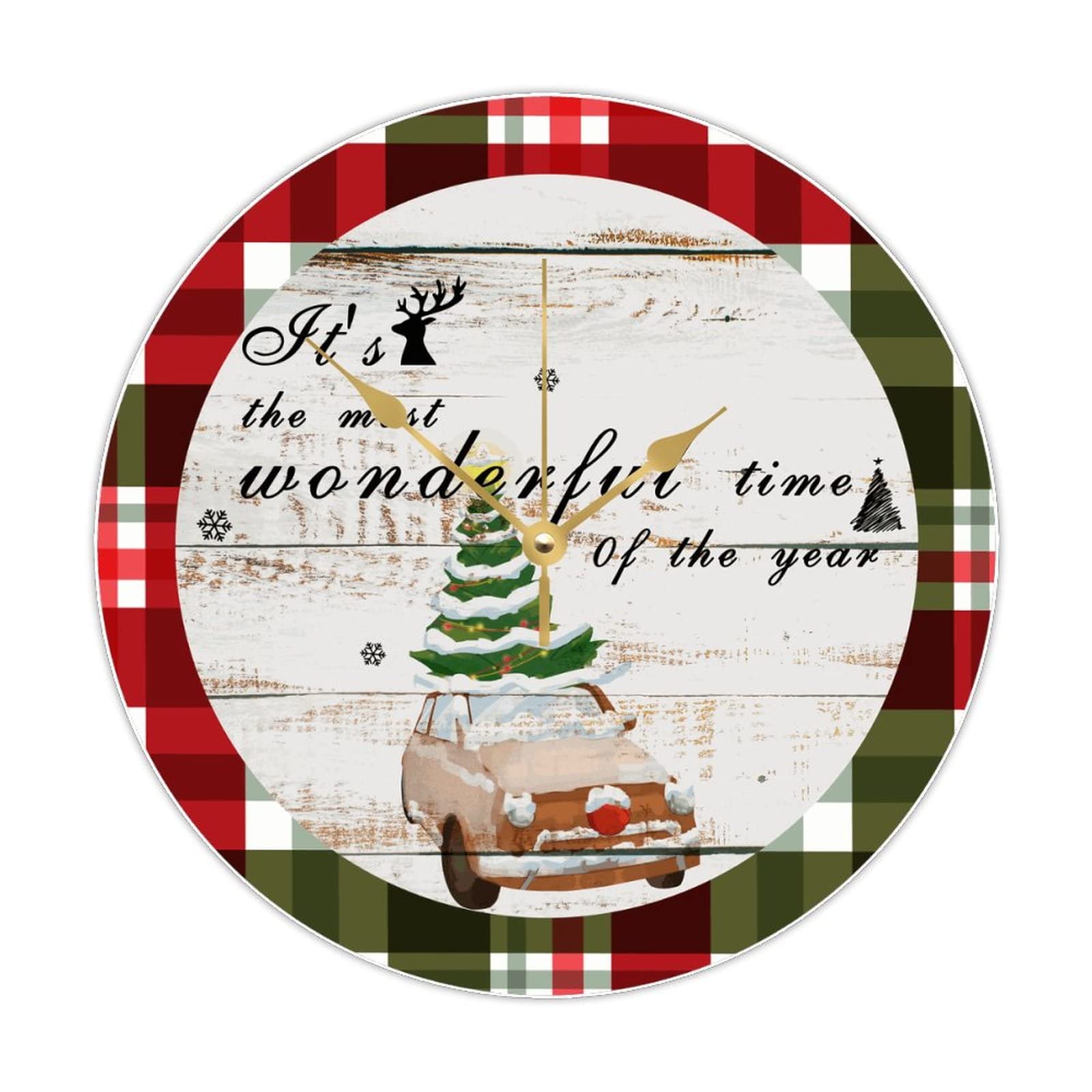 Horloge ronde en bois bonhomme de neige cadeau idéal maison