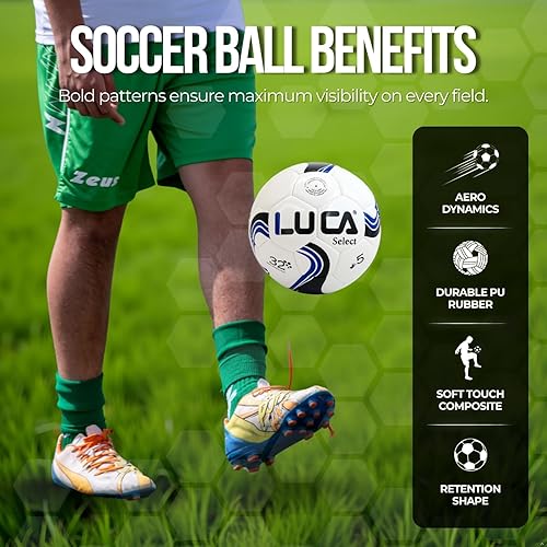 Miniatura 5 de LUCA Balón de fútbol tamaño 5 para jóvenes y adultos, juego de pelota de entrenamiento oficial para interiores y exteriores, bolas de piel sintética