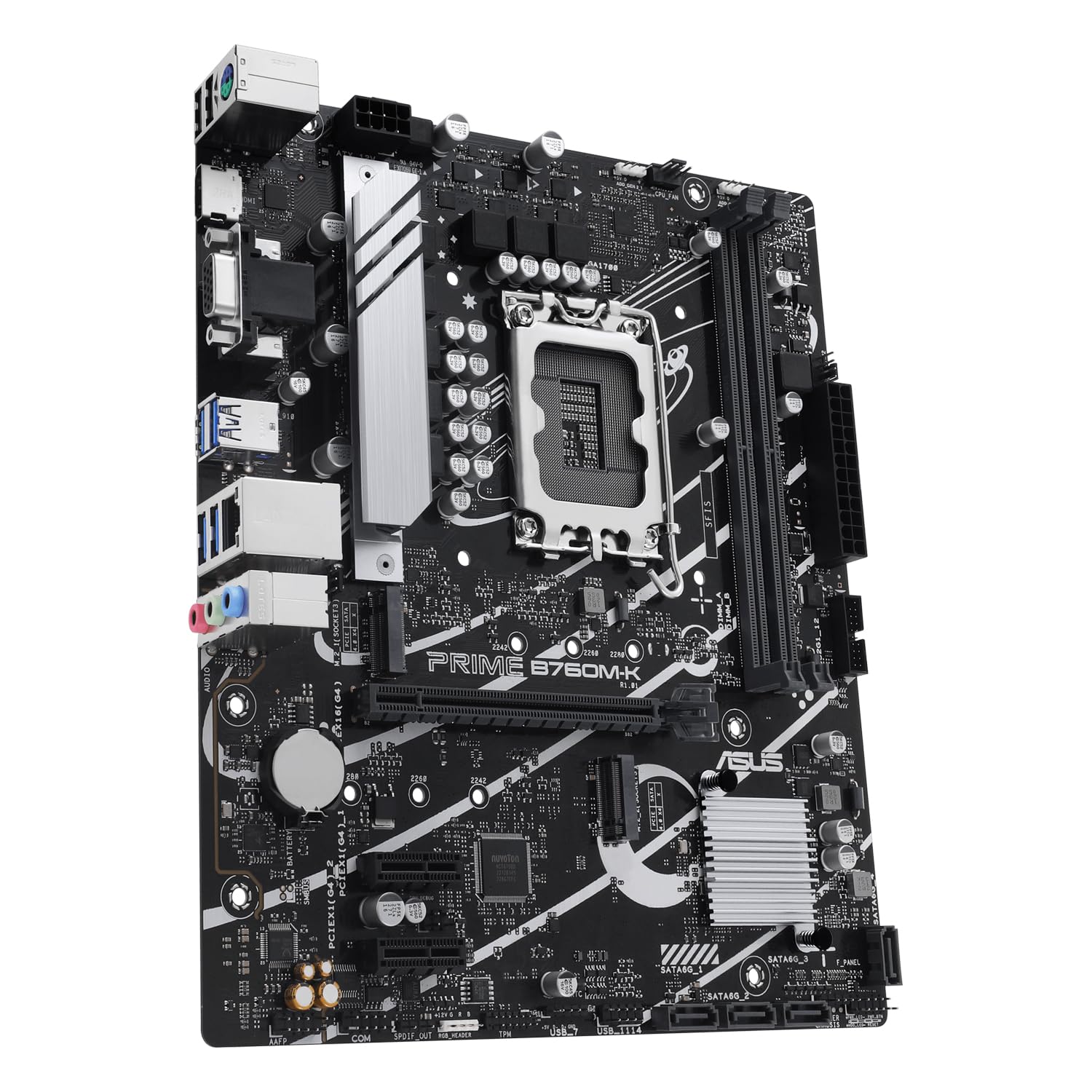 ASUS Prime B760M-K Placa Base Intel B760 (LGA 1700 mATX con PCIe 4.0, Dos Ranuras PCIe 4.0 M.2, DDR5, Realtek 2.5Gb Ethernet, VGA, HDMI, SATA 6 Gbps, USB 3.2 Gen 1 Frontal, Aura Sync), Negro | LGA 1700,2 ranuras M.2 PCIe 4.0, DDR5, Ethernet Realtek 2.5Gb,