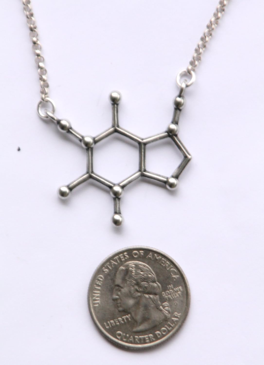Sterling Silver Caffeine Molecule Cast Necklace
