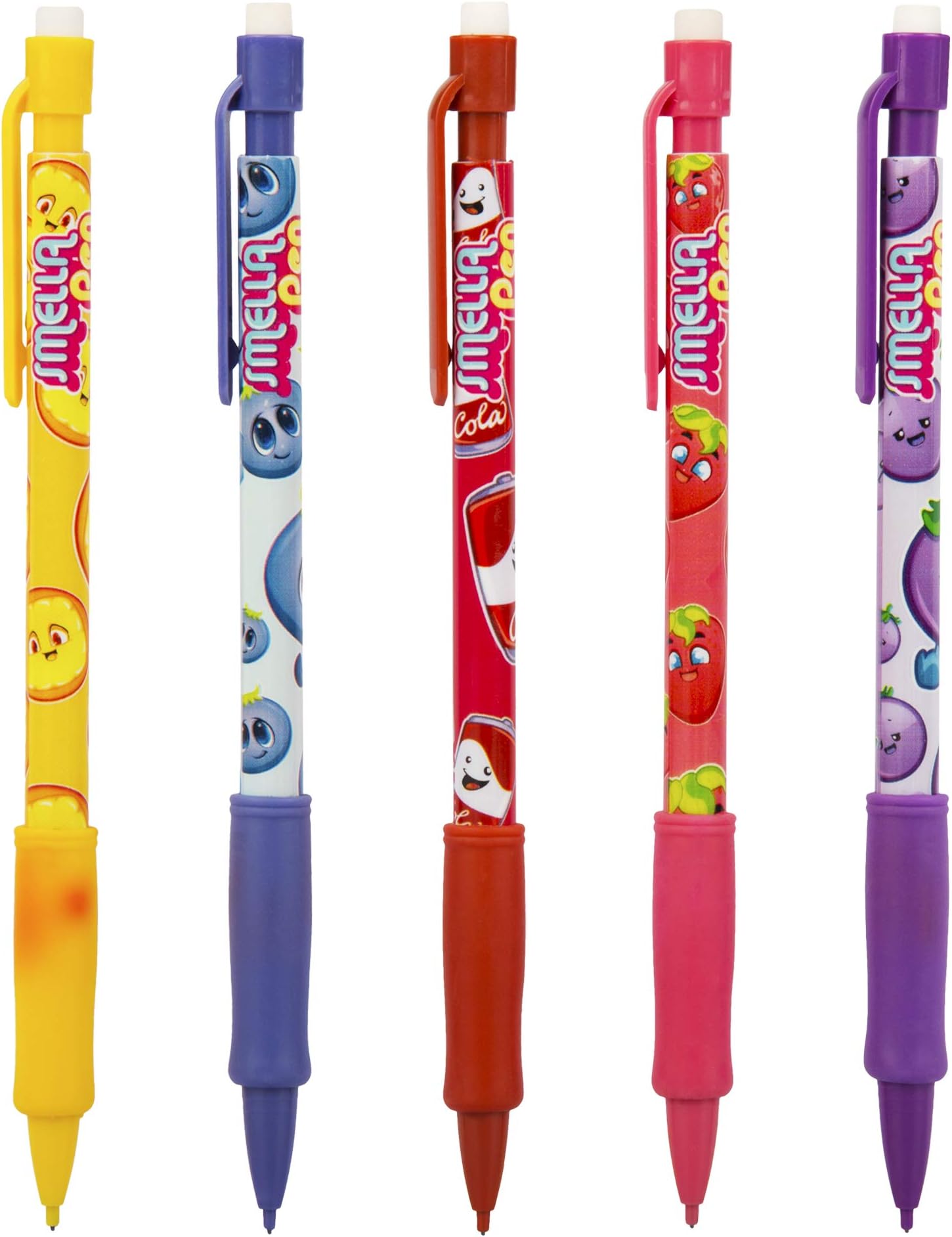 Scented Mechanical Pencil Pack For Kids 0.7mm - 5 Cute Fun Smelly Novelty Scents - Blueberry Orange Strawberry Cola Grape! Perfect For School & Gifts!