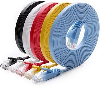 Cat 6 Ethernet Cable 10 ft (5 Pack) (at a Cat5e Price but Higher Bandwidth) Cat6 Internet Network Cable Flat - Ethernet Patch Cables Short - Computer LAN Cable with Snagless RJ45 Connectors