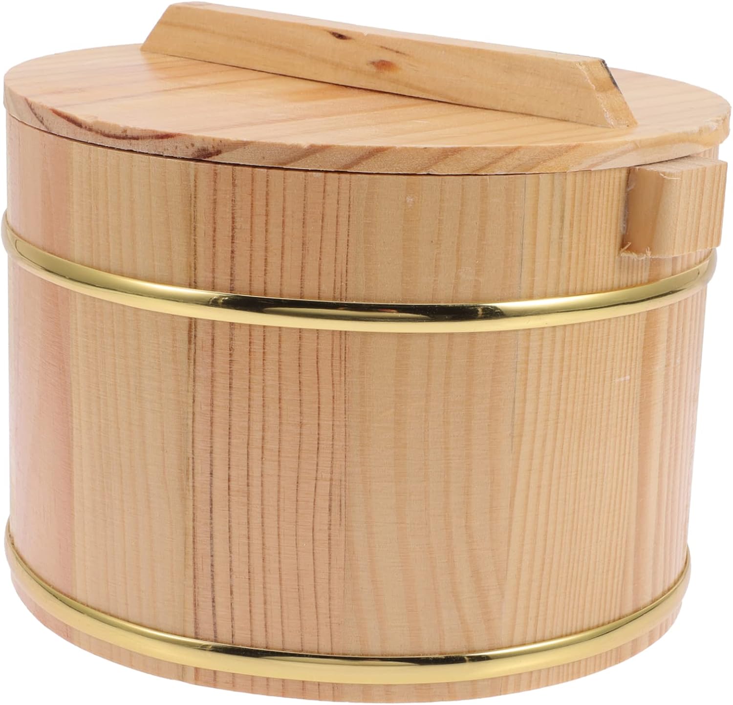 1set Wooden Rice Bucket with Lid Versatile Rice Storage Container for Kitchen Restaurant Canteen Handmade Smooth Finish for Cooking Style