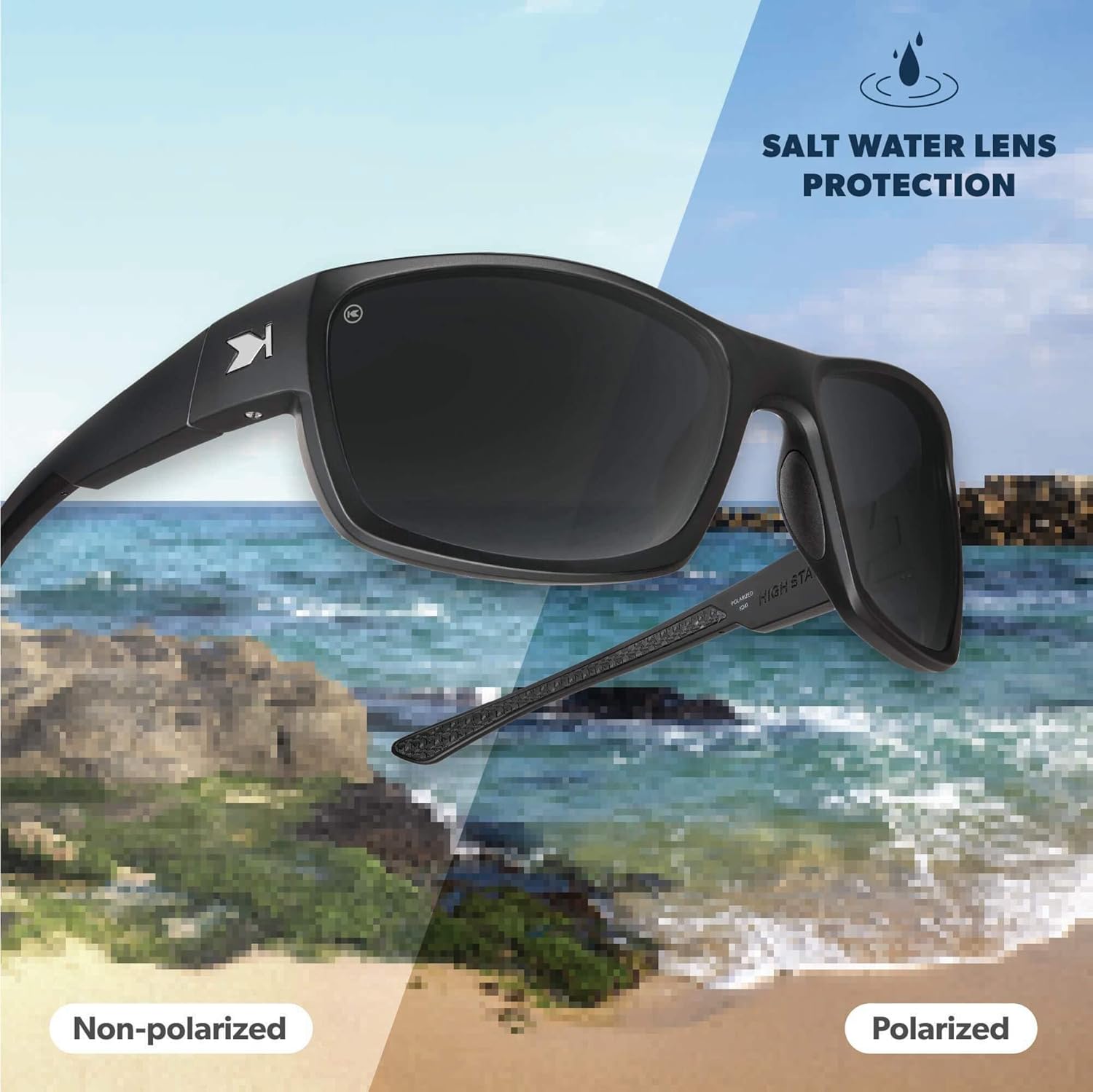 Knockaround High Stakes Sport Polarized Wraparound Sunglasses for Men & Women - UV400 Protection - Fishing, Running, Baseball