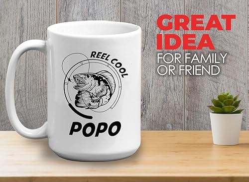 Miniatura 2 de Taza de café para abuelo de 15 onzas, color blanco, carrete de popo, abuelo, cumpleaños, pescador, pescador, pesca nacida a pescar río