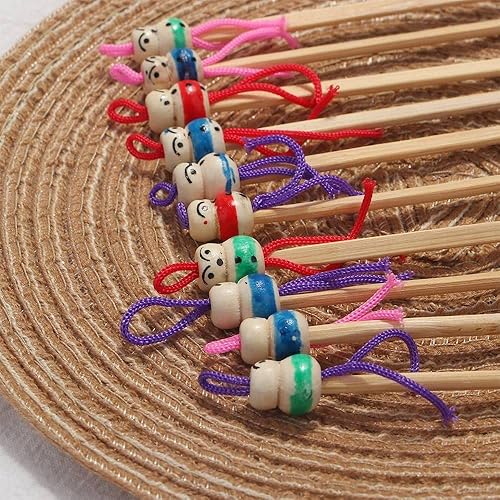 Miniatura 5 de 10 piezas de bambú limpiador de oído de oído, lindo muñeco de bambú Earpick removedor de cera de oído, herramienta de limpieza para adultos, hombres