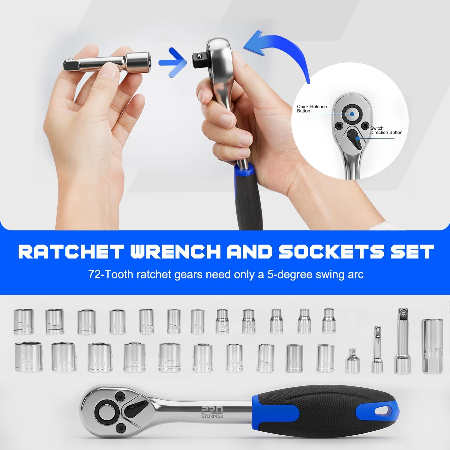 Prostormer Home Tool Kit, 259-Piece Household Hand Tool Set with Heavy Duty Aluminium Tool Box, Basic Toolkit for Home, RV, Car, Workshop and More