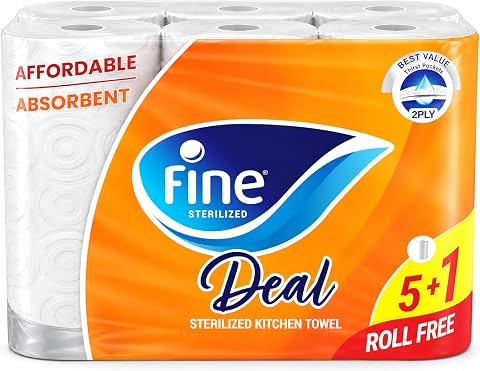 Fine Deal Kitchen Tissue Paper Towel 2 Ply 6 Rolls
