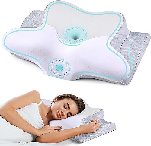 Miniatura 9 de Almohada cervical para el cuello – Almohada ergonómica para dormir de lado para aliviar el dolor, almohada cervical refrescante para dormir