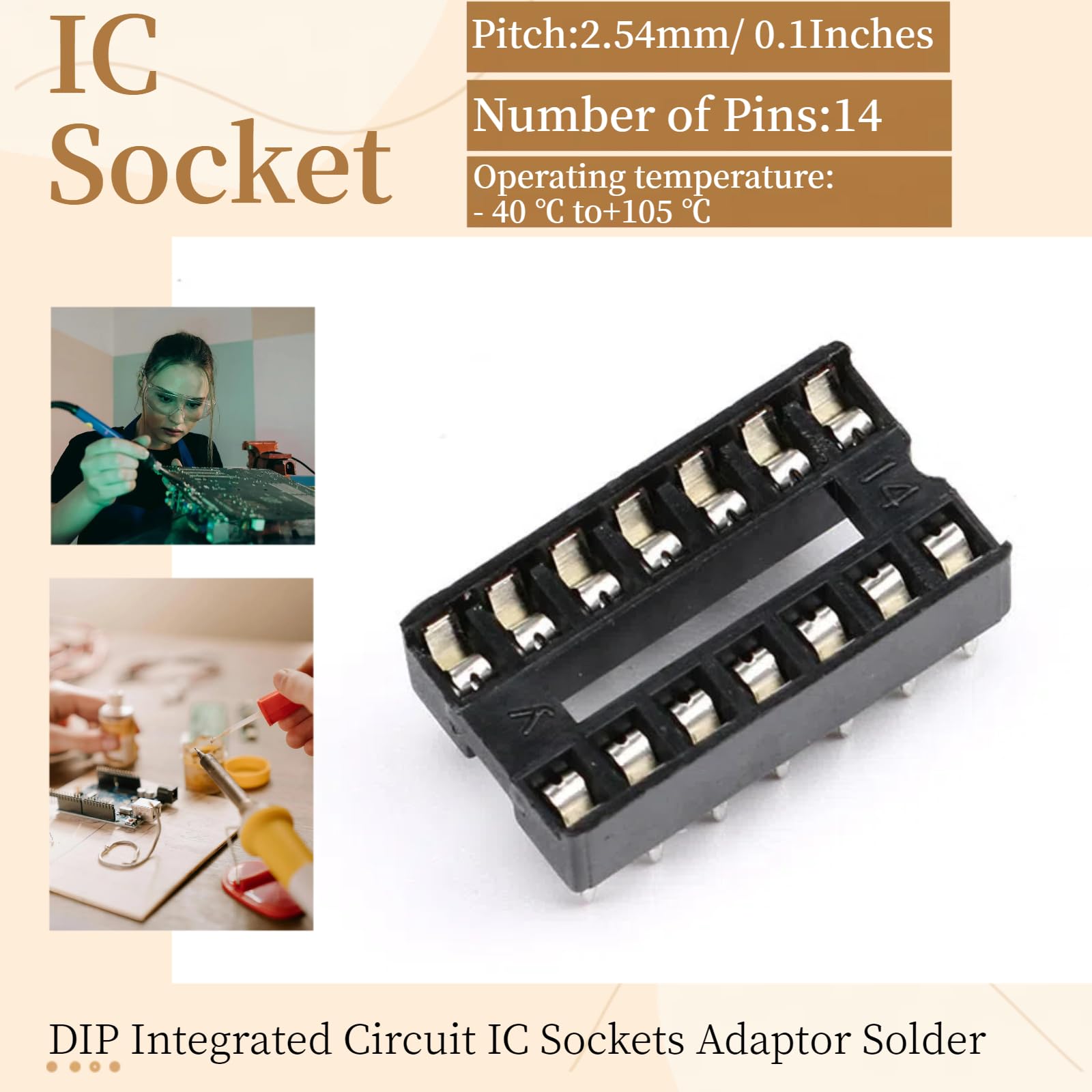 PATIKIL Presa ZIF Per Test IC Universale 14 Pin Passo 3,0mm Per - Foto 6