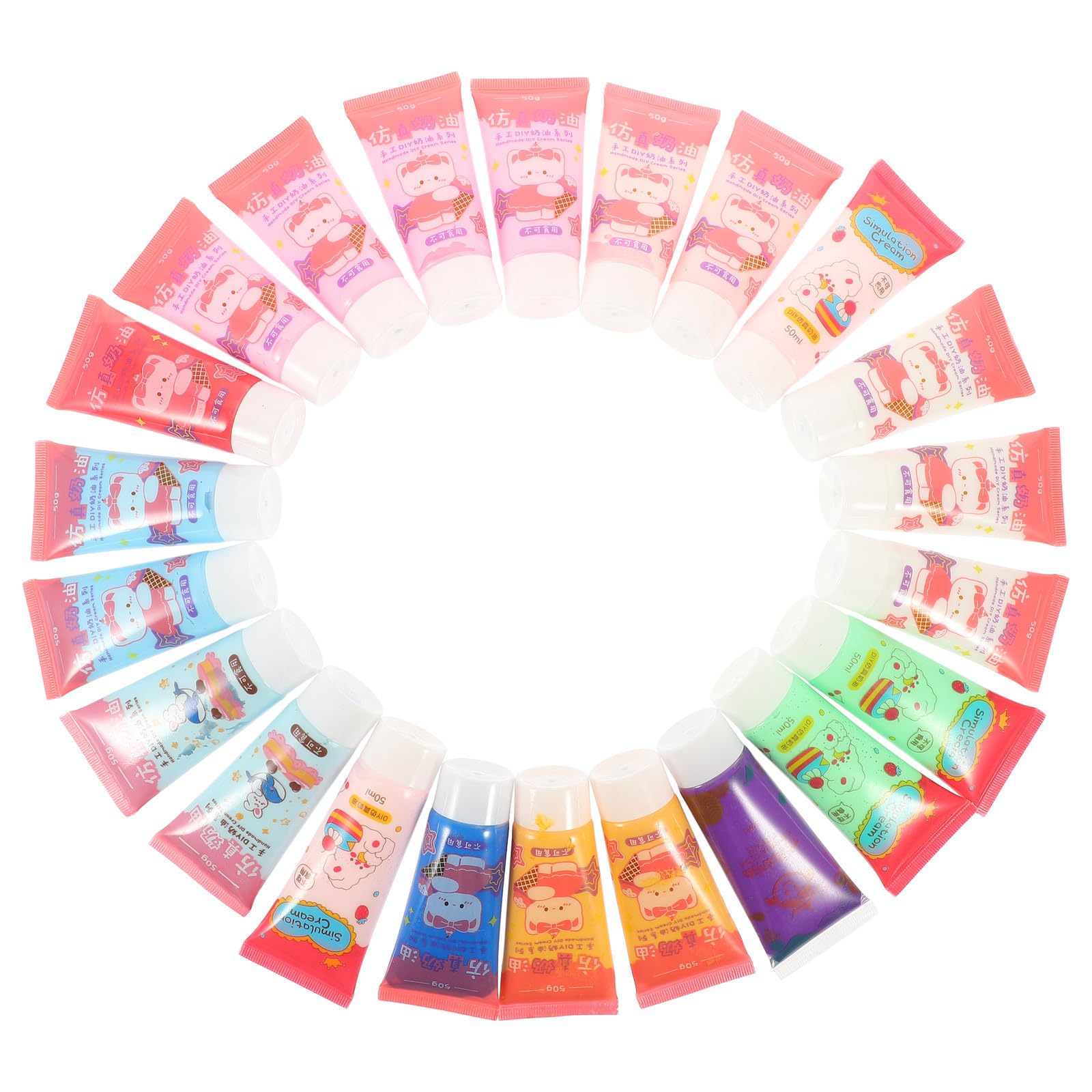 HEANUJJ 22 Pcs Simulation Cream Glue for Phone Case DIY Decor, 50 Ml Cream Glue with Two Bottle Mouths, Easy to Store, for Arts and Crafts Projects Random Color