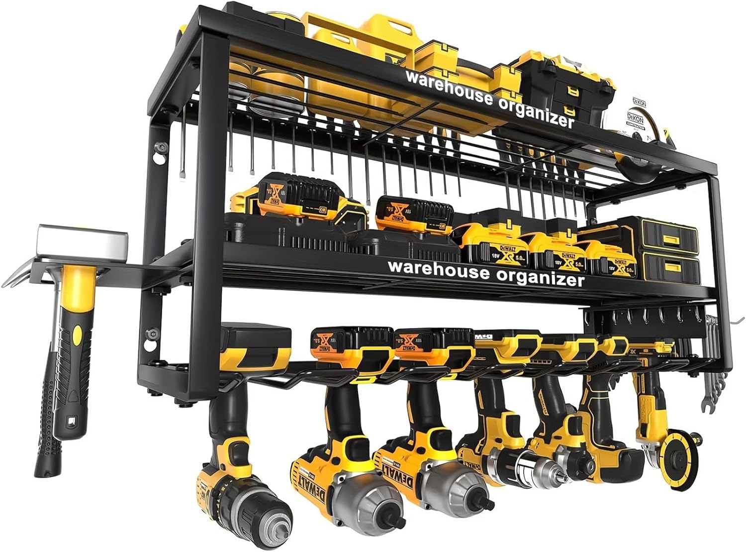 Garage Tool Organizer Wall Mount, 26x12x7.9in Power Storage Rack Garage Holder, 200LB Load-bearing Capacity Heavy Duty Drill Holder for Workshop Shed Van, Big Garage Organization and Storage System