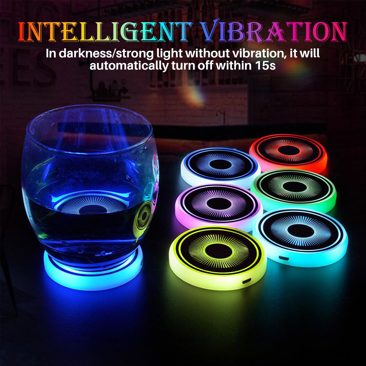 2Pcs LED Car Cup Holder Lights, 7 Colors Light Up Cup Coasters, USB Rechargeable Interior Lighting Accessories for Car Truck Vehicle Decoration - Image 4