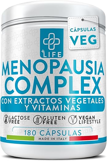 Menopausia Complex 180 Cápsulas PiùLife, 3 Al Día, Menopausia Suplementos Con Lupulo, Pasiflora, Salvia, Dioscorea Villosa, Para Sofocos, Aliviar Hinchazón Abdominal, Menopausia Mejores Productos