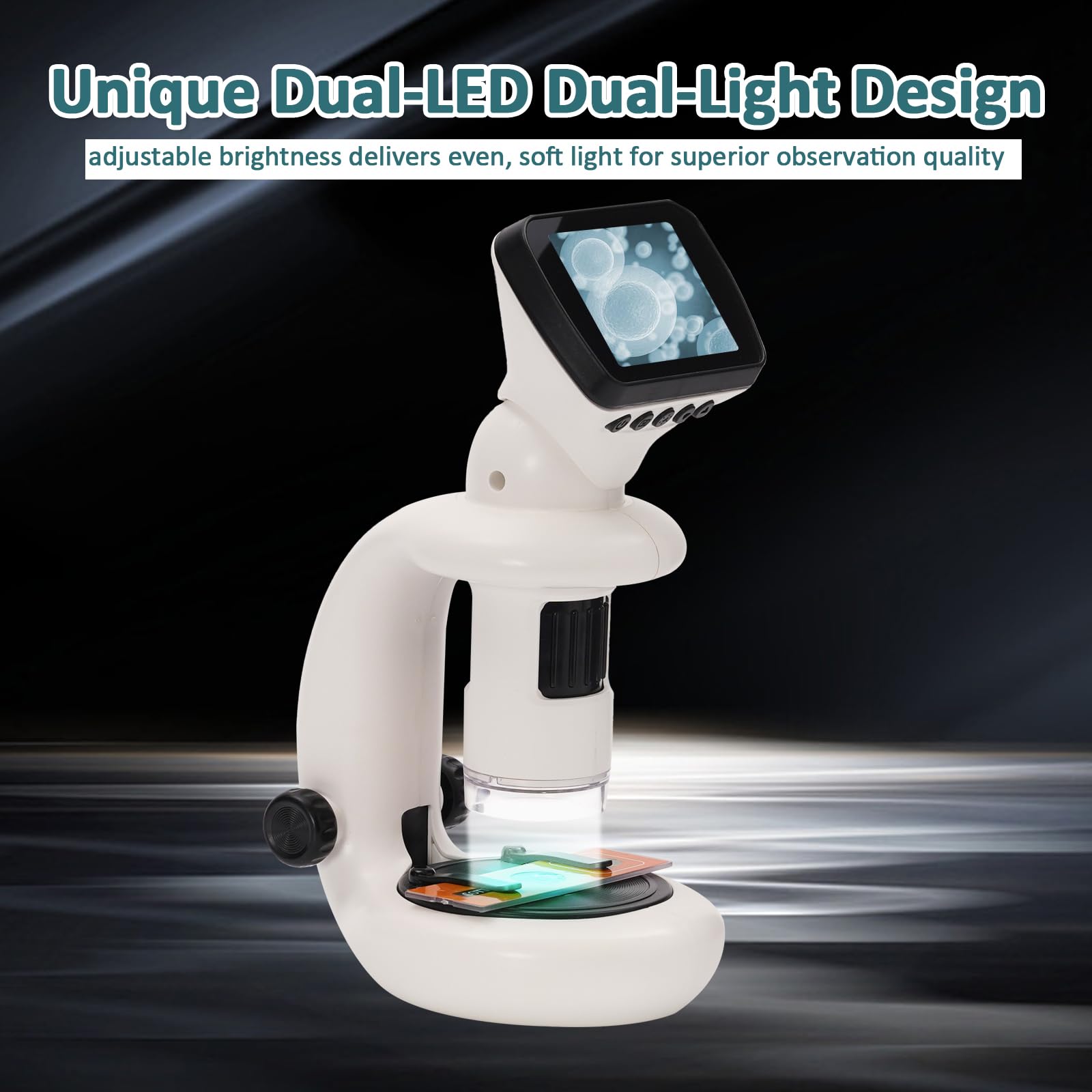 2en1 Microscopio para niños con Portaobjetos Microscopio, Microscopio Digital para niños Portatil con Pantalla LCD de 2,4 Pulgadas y Gran Aumento de 1000X.Regalo niño 3-8 años