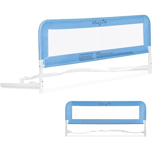 Dream On Me Adjustable Mesh Bed Rail, Two Height Levels, Ready To Use, Compatible with Adult Twin Size Beds, All Steel construction, Equipped with Guard Gap, Durable Nylon Fabric Mesh, Blue