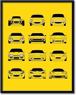 CUSTOMIZABLE COLOR: Lotus Generations Inspired Car Poster - Handmade Print of Lotus (Elise, Esprit, Exige, Evora, Evija, Elan, Europa) - 24x36" Metallic Print (Unframed)-Perfect Gift Car Enthusiast