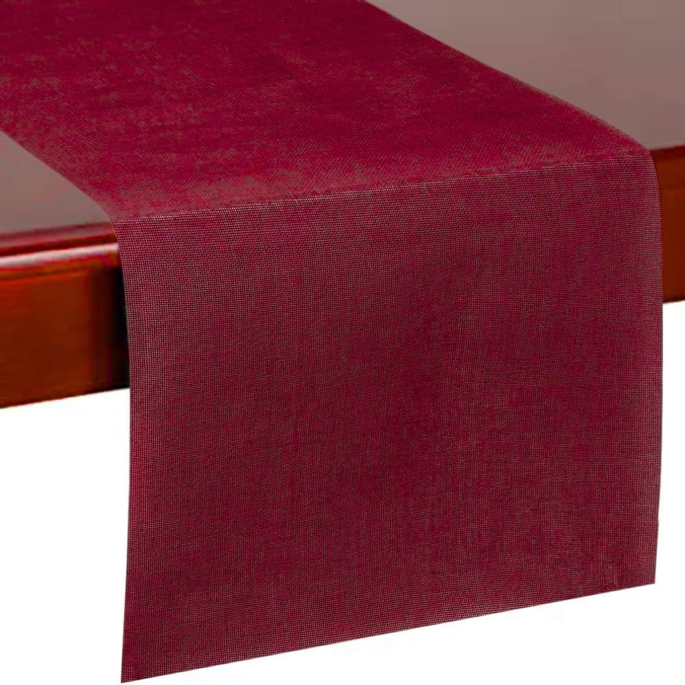 Woven Burgundy Table Runners – 12 Pack, 14"x108" – Elegant Fabric Table Decor for Weddings, Parties, and Events