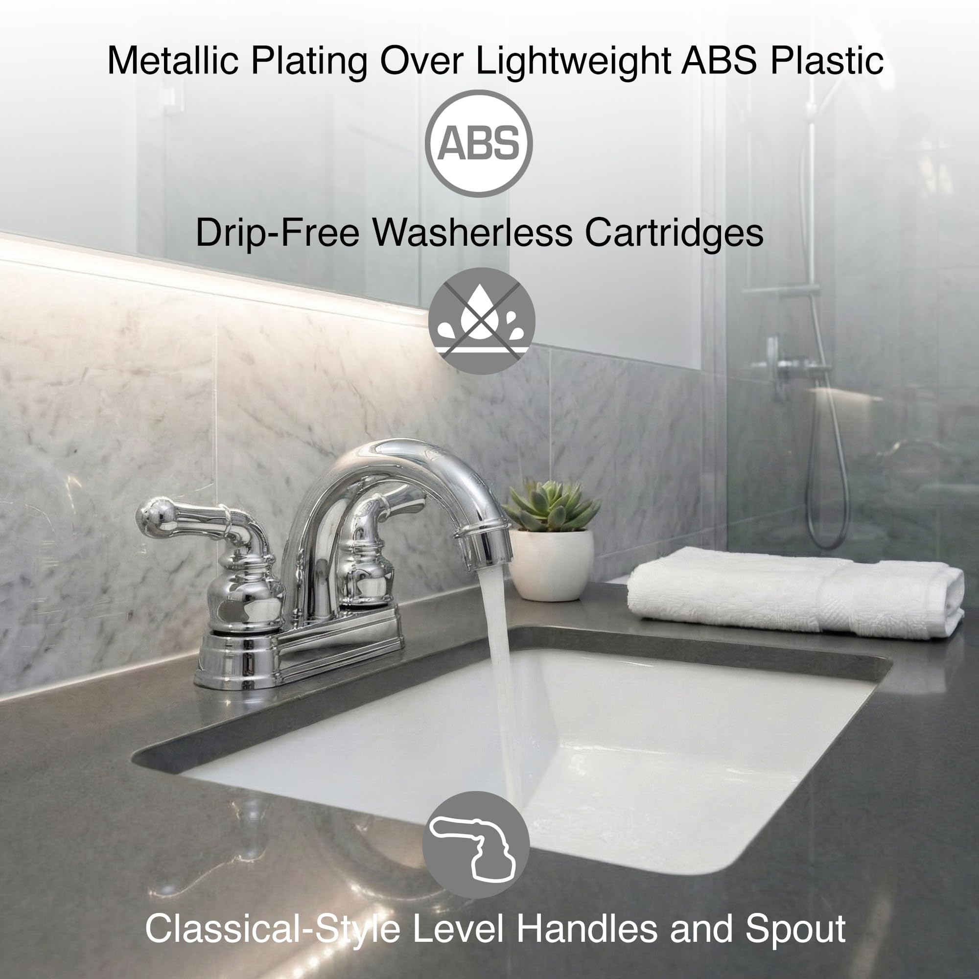 Dura Grifo clásica Dos Mango ARC Boquilla baño Grifo de RV – RV Baño Grifo para Todos los Viajes acople de, remolques, caravanas, 5 Ruedas