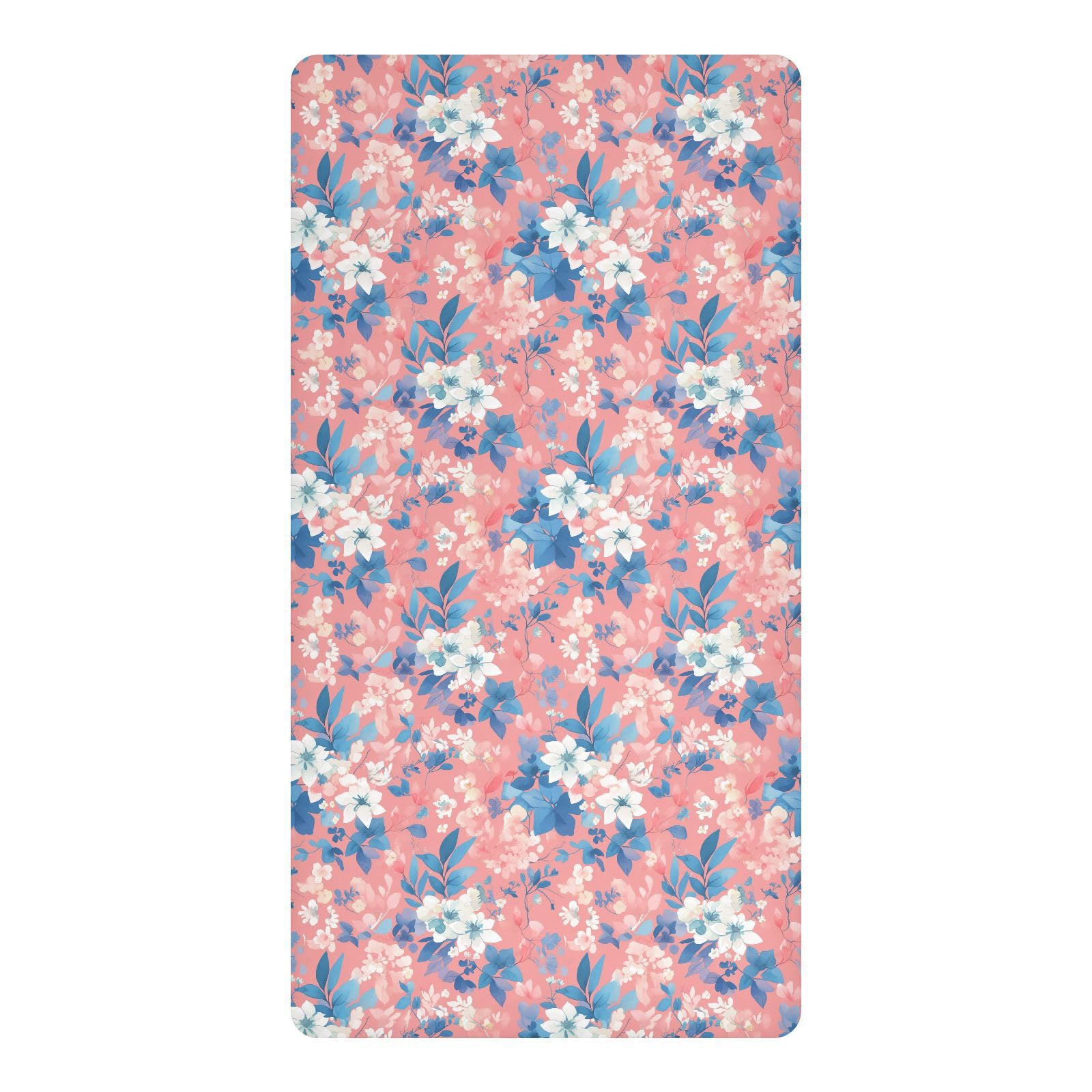 Draps imperméables pour lit d'enfant avec housse matelas fleur bleu corail