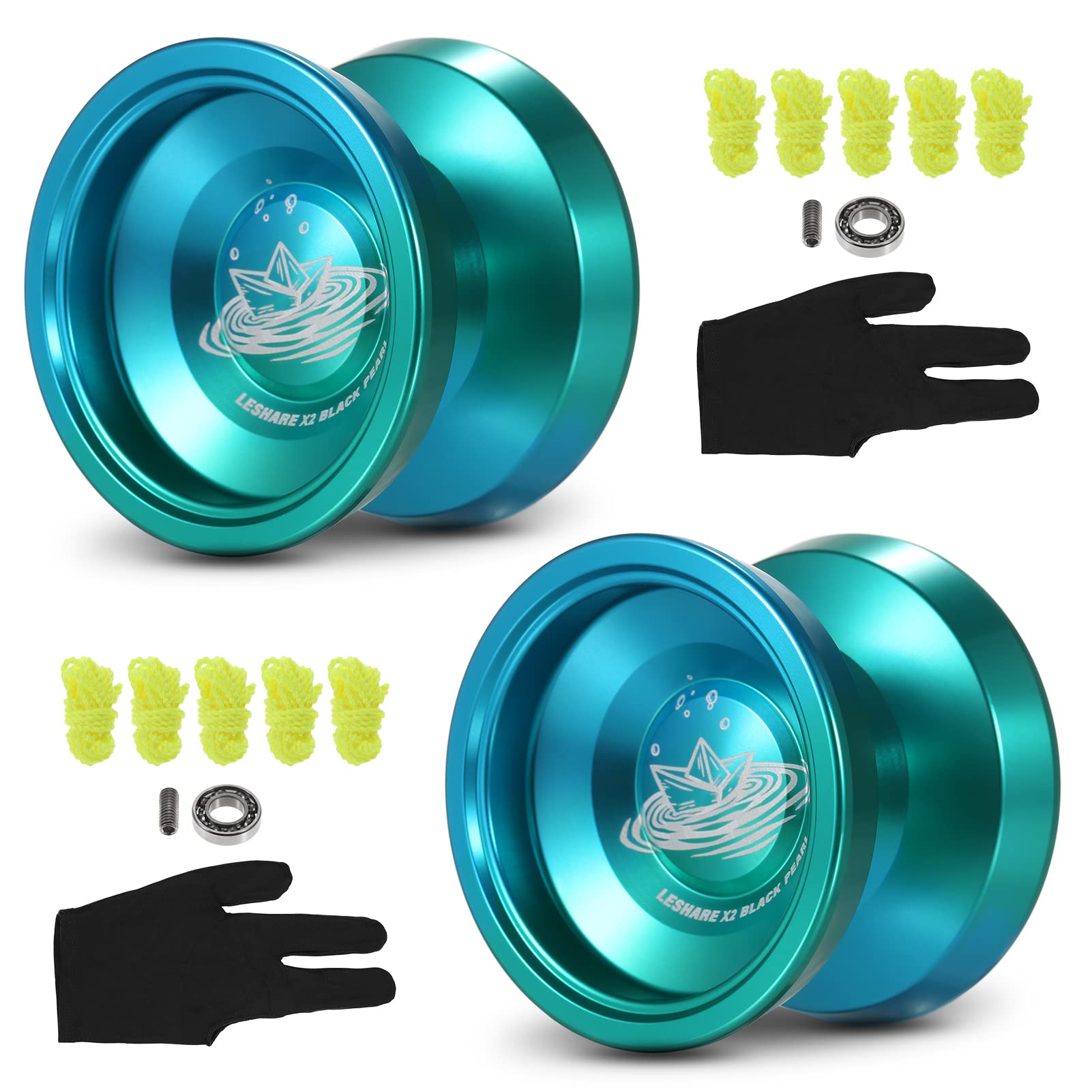 Jo Jo, confezione da 2 palline Yo-yo in alluminio, regalo competitivo Yo-yo con corde e guanti